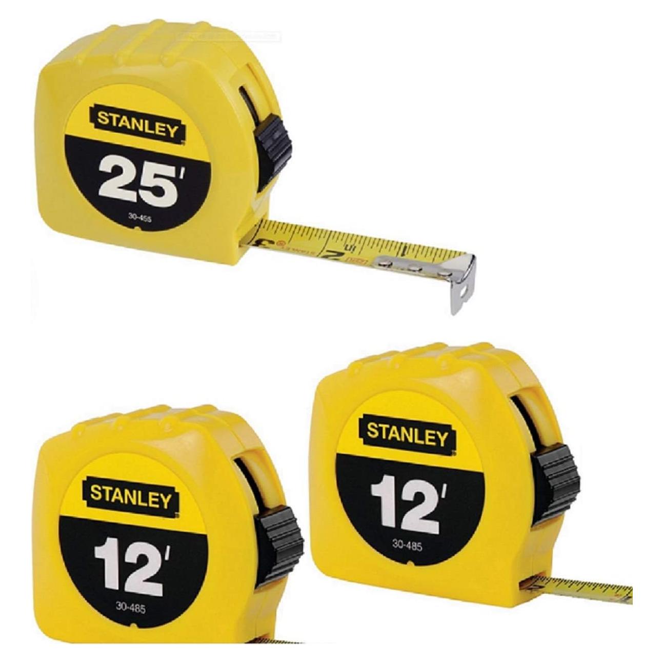 Cinta Métrica Stanley 25ft y 12ft Paquete de 3