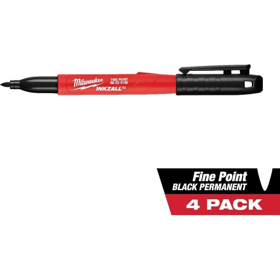 Marcador Punta Fina Milwaukee 48-22-3104 Negro Paquete 4