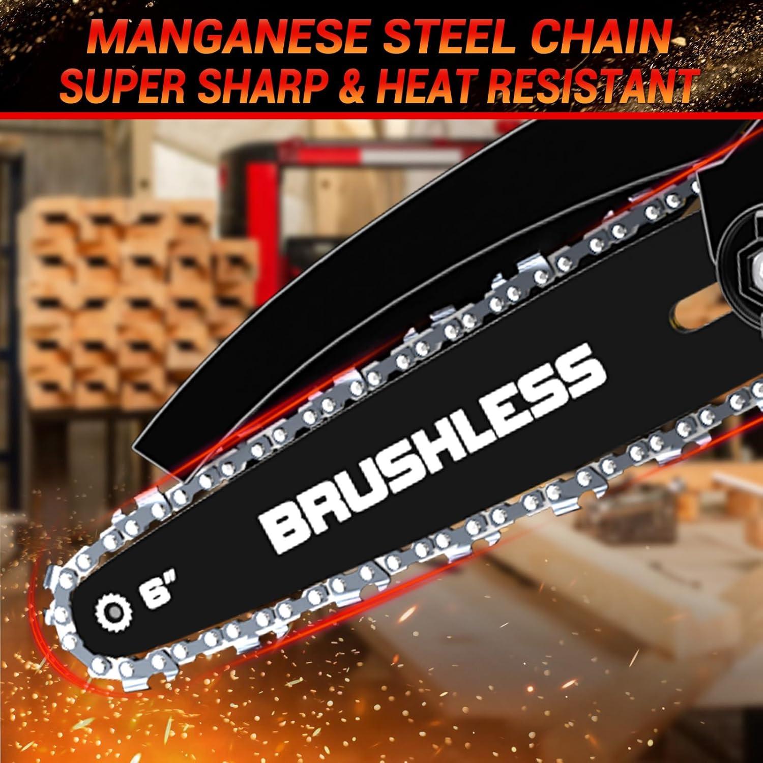 Mini Motosierra Litekon 1000W 6" Batería 2000mAh Rojo