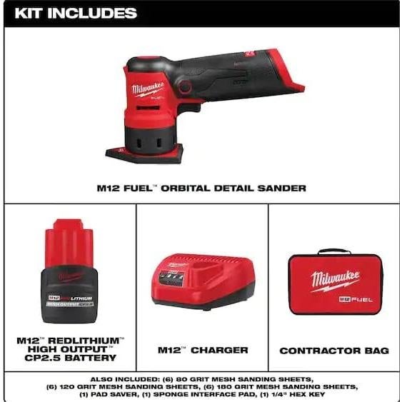 Lijadora Orbital Detallada Milwaukee M12 FUEL 12V 2.5Ah