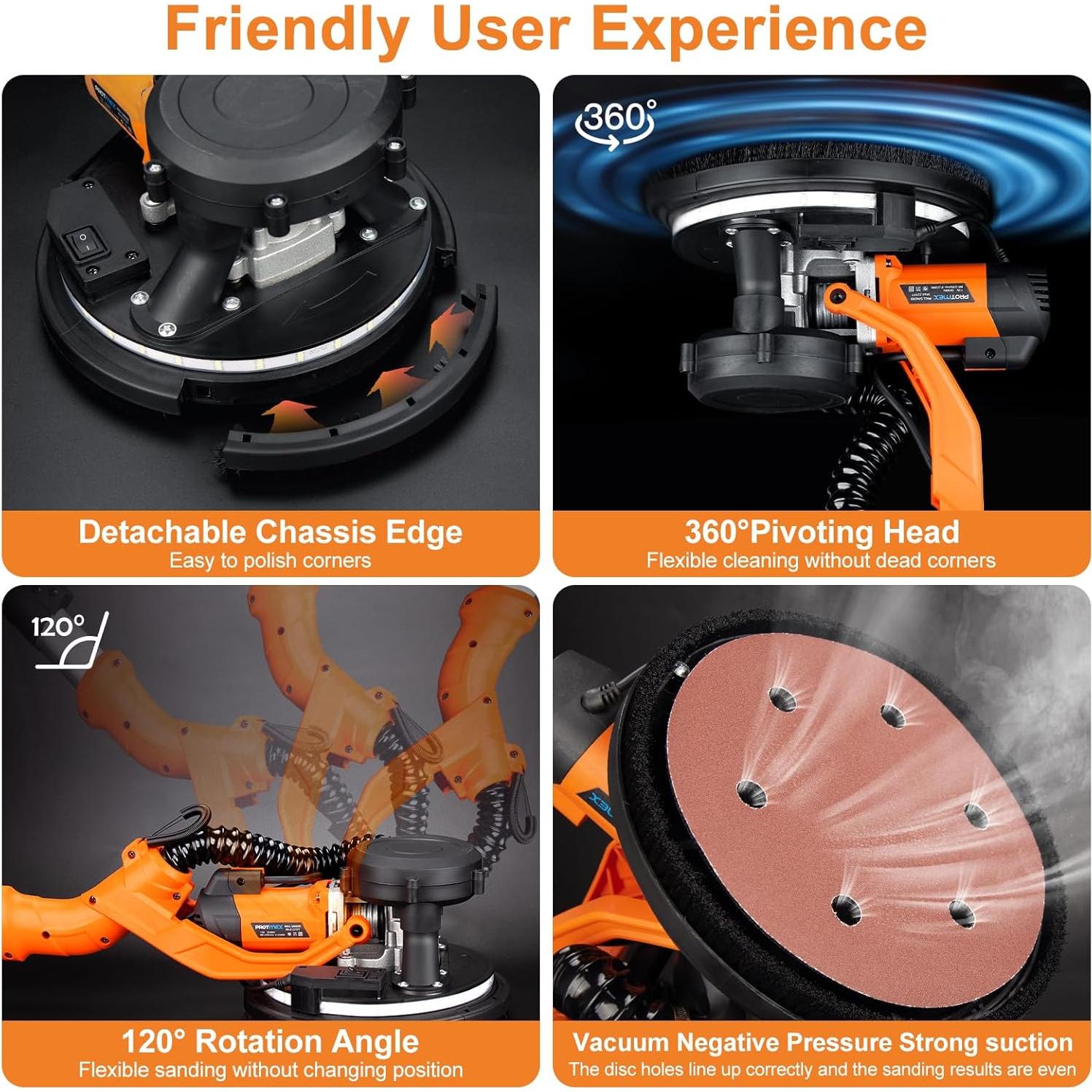 Lijadora de paneles de yeso Protmex 1000W con recolección de polvo