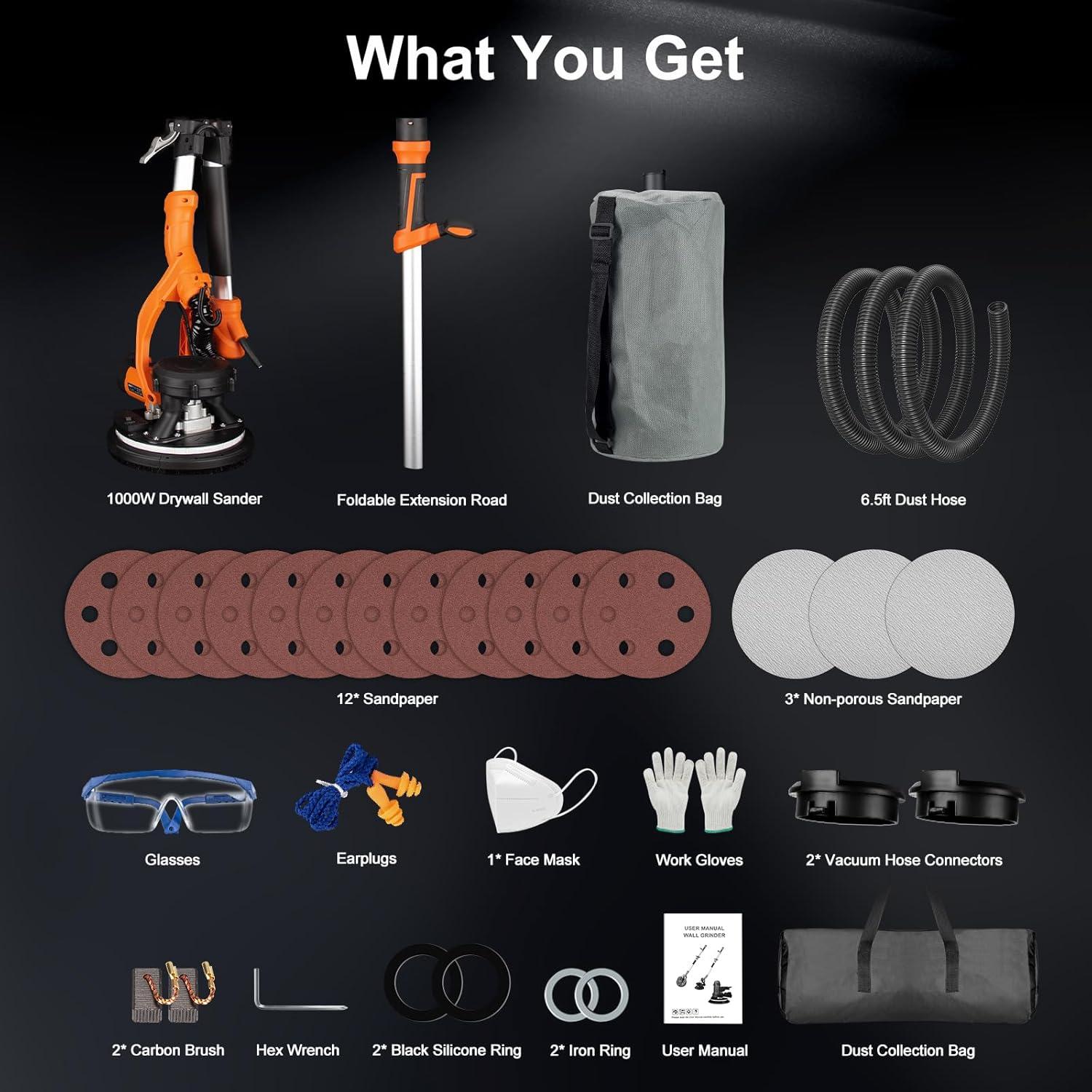 Lijadora de paneles de yeso Protmex 1000W con recolección de polvo