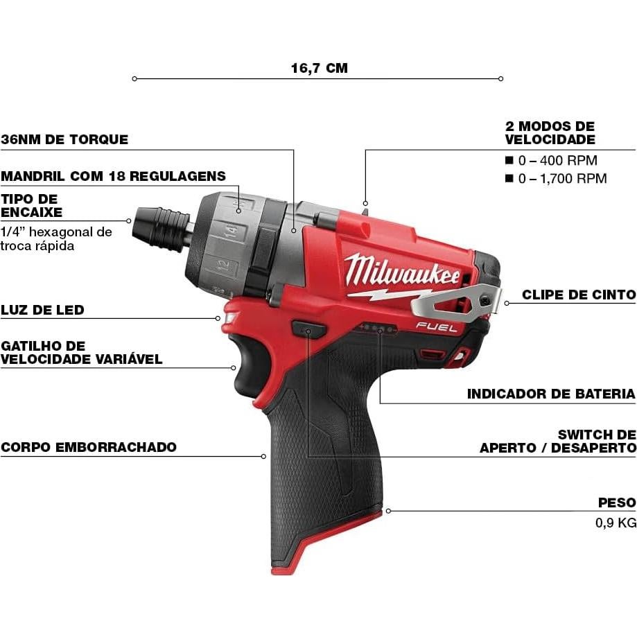 Cordless Screwdriver, 12V, 1/4 In., Red (2402-20)