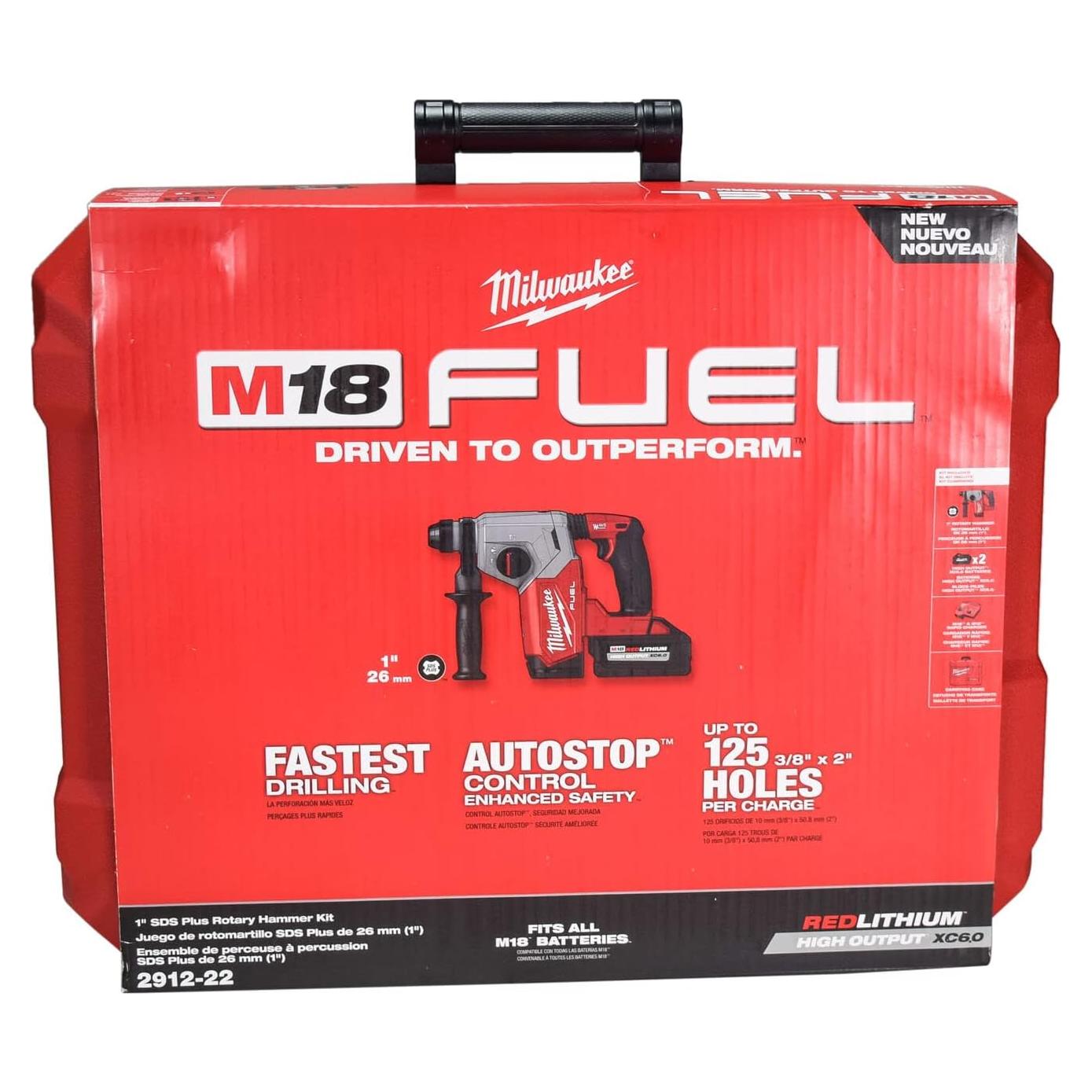 Martillo Rotativo Cordless SDS Plus Milwaukee 2912-22 1" 6 Ah