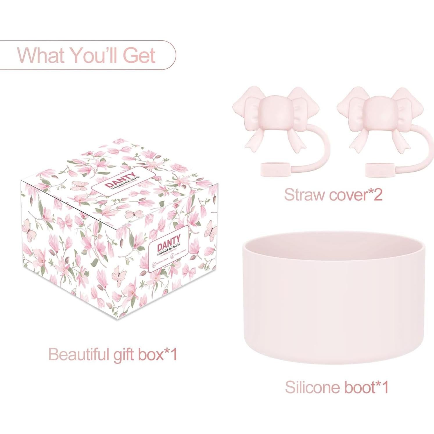 Cubierta de paja y bota rosa DANTY para Stanley Cup 40/30/20 oz