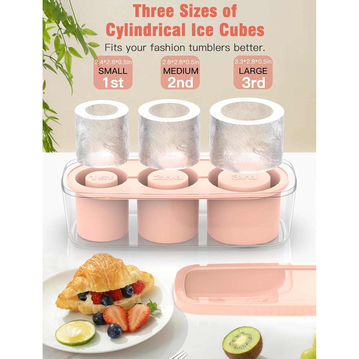 Bandeja de Hielo Bolycen Rosa Cilindros Silicona 1.27 cm