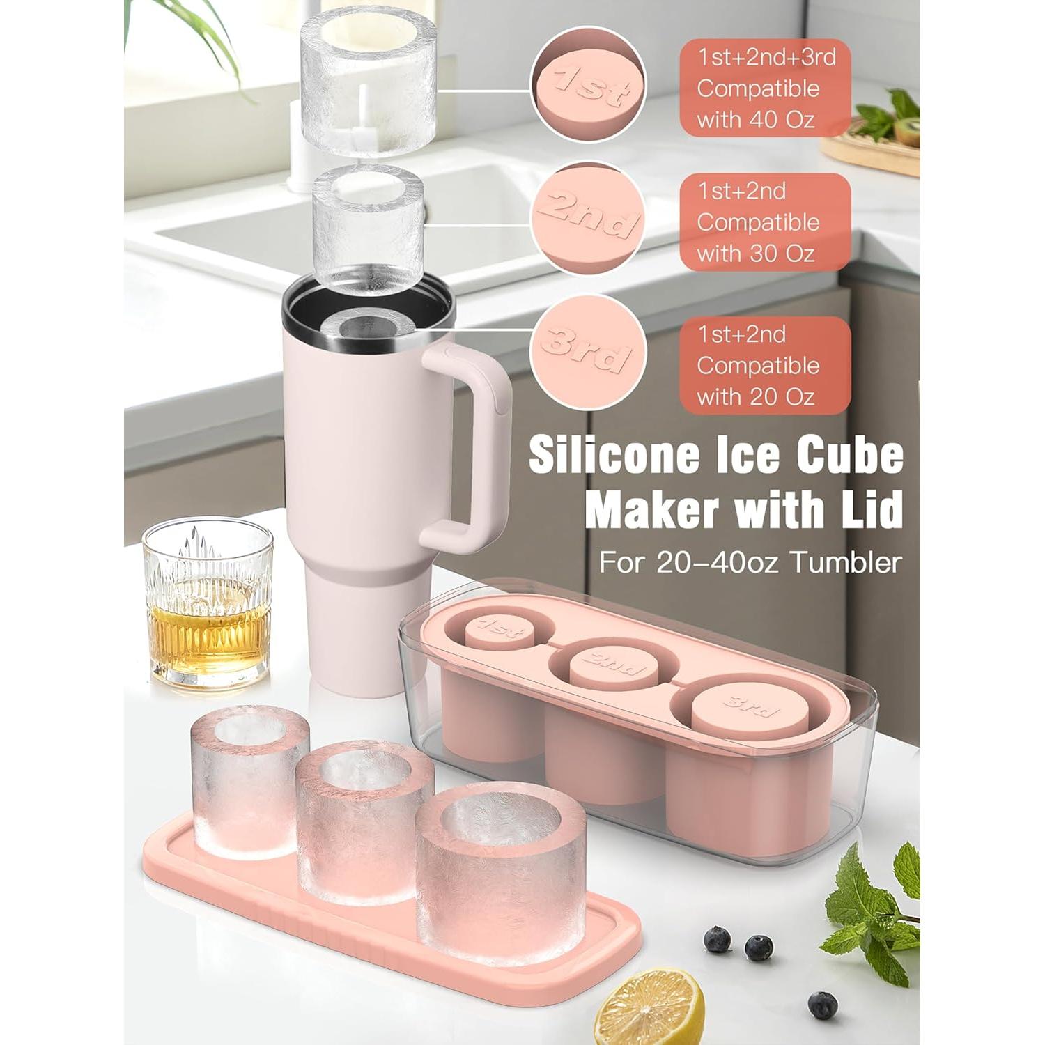 Bandeja de Hielo Bolycen Rosa Cilindros Silicona 1.27 cm