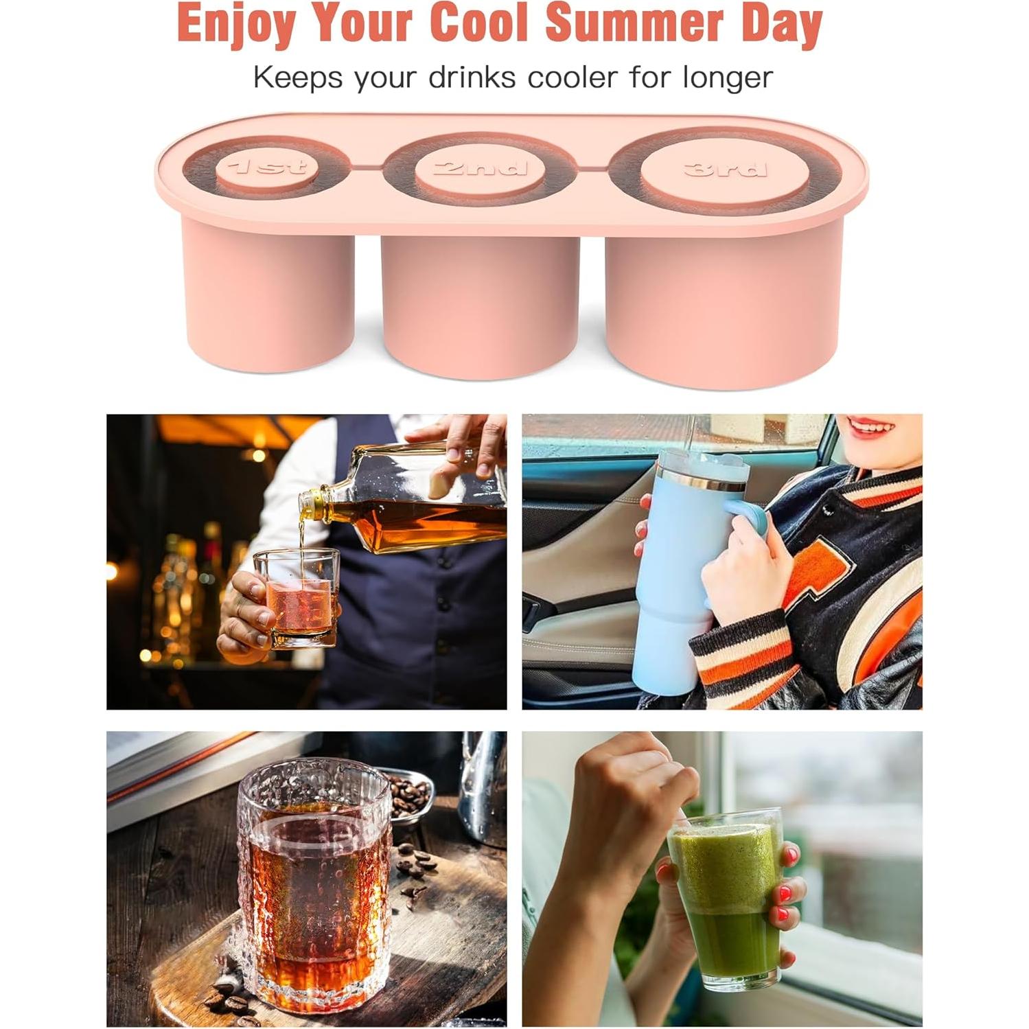 Bandeja de Hielo Bolycen Rosa Cilindros Silicona 1.27 cm