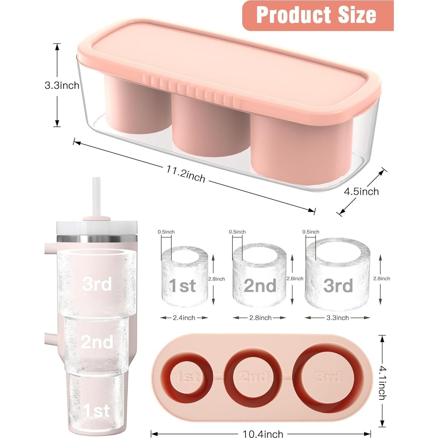 Bandeja de Hielo Bolycen Rosa Cilindros Silicona 1.27 cm