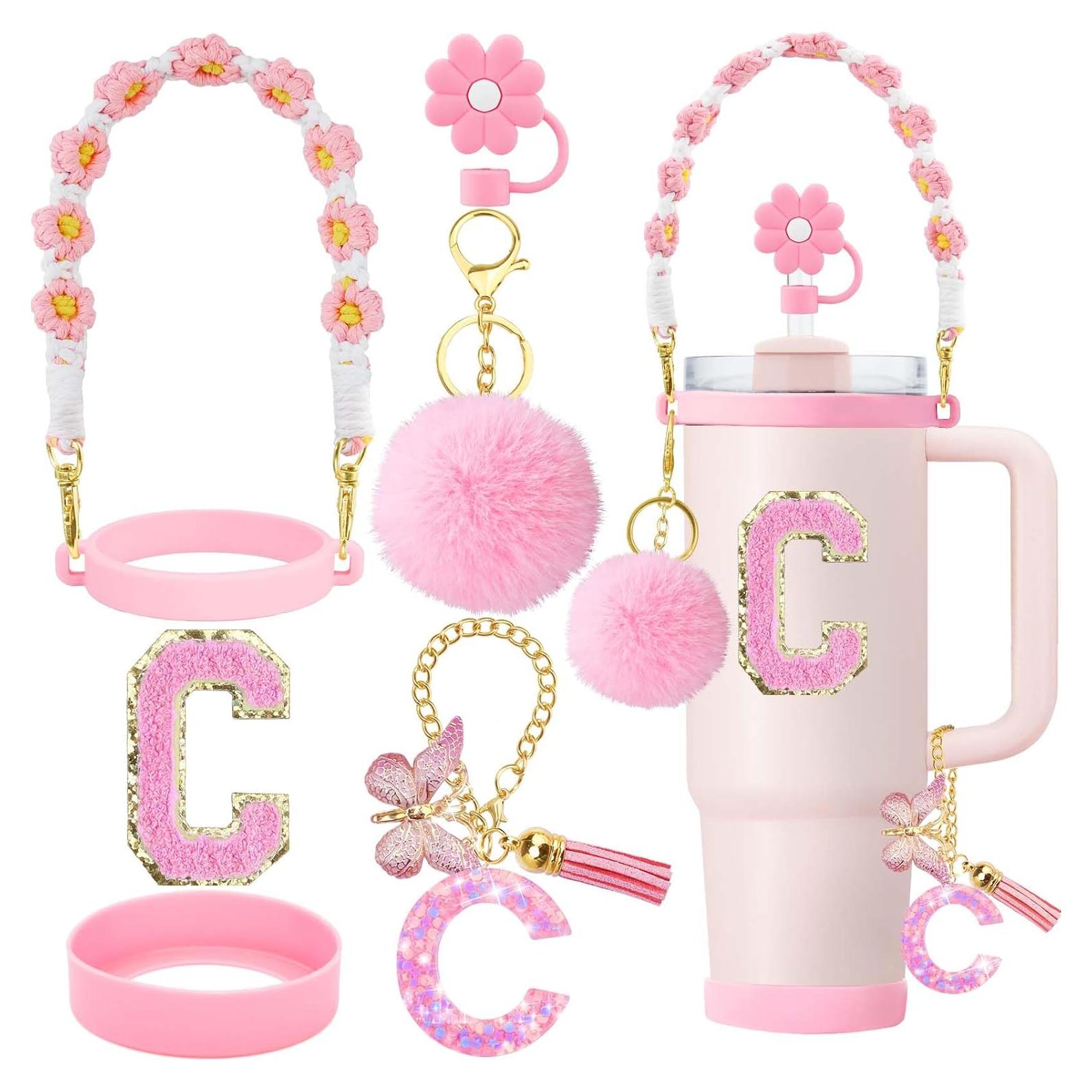 Juego de Accesorios 7 Piezas ZYBIDEAL para Vaso Stanley Rosa