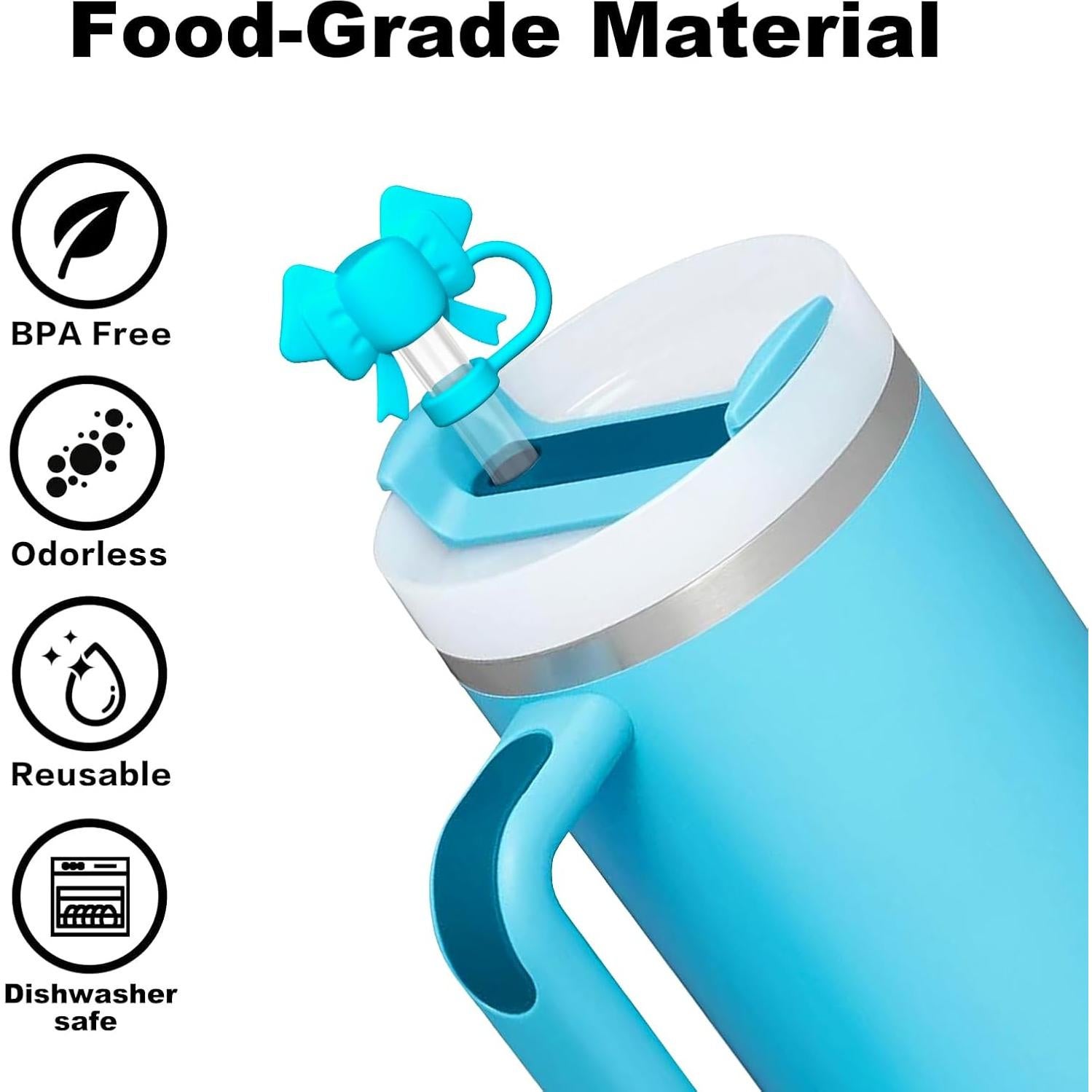 6 Pajillas Transparentes con Tapa para Taza Stanley 1,18L