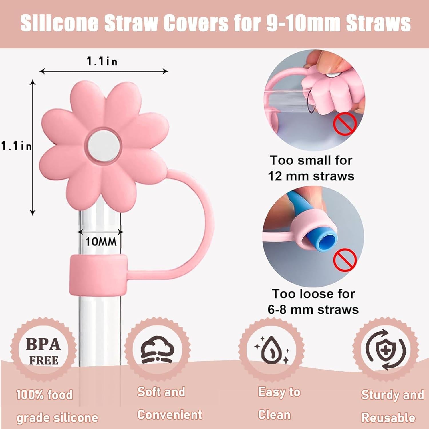 Cubiertas de Silicona SEMATA para Pajitas 6 Piezas Coloridas