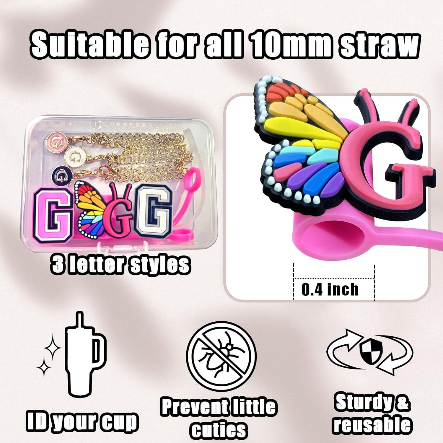 Tapa de paja Stanley 3PCS con letras y mariposa 10 mm