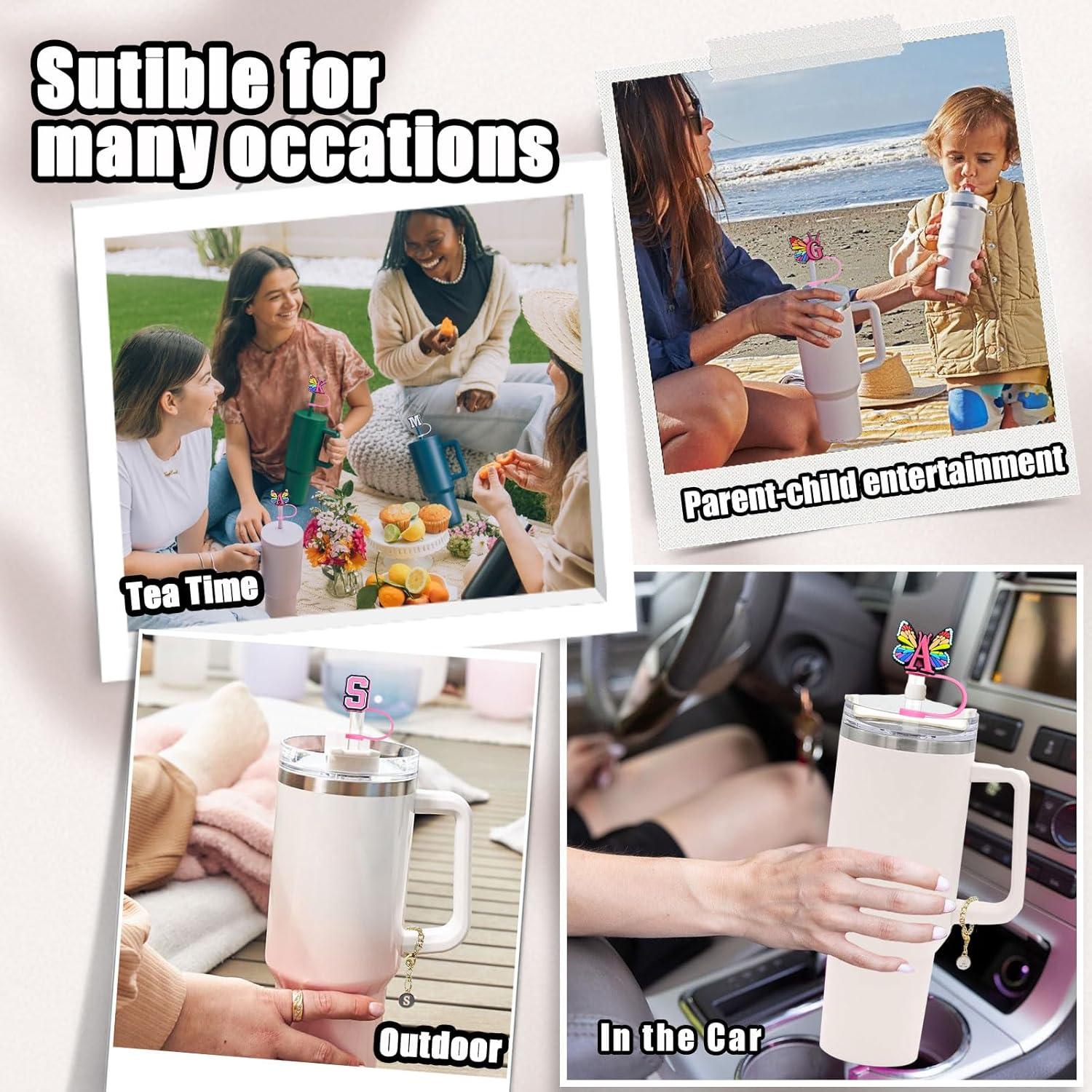 Tapa de paja Stanley 3PCS con letras y mariposa 10 mm