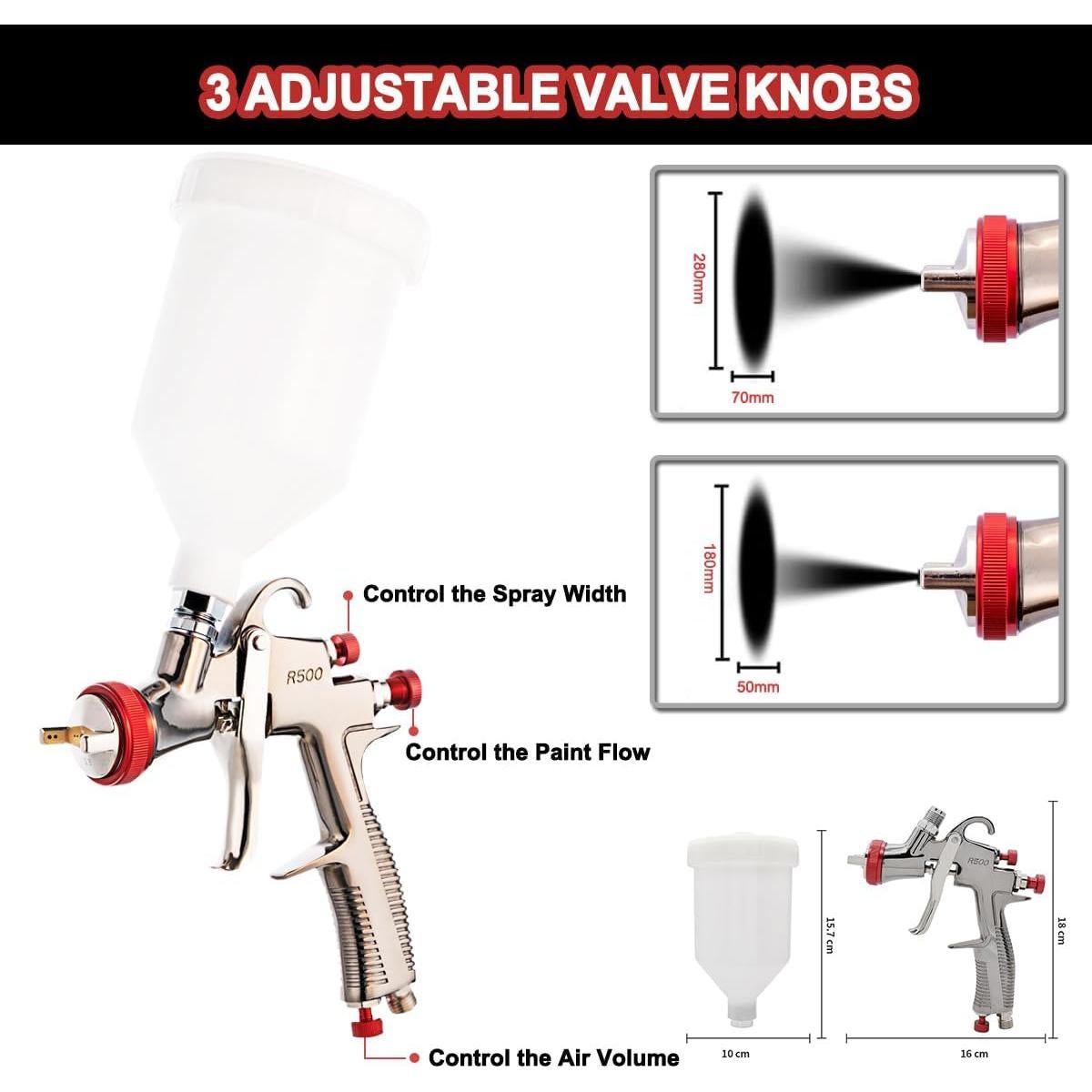 Pistola de Pulverización DAXINYANG R500 LVLP 600ml 1.3-2.0mm