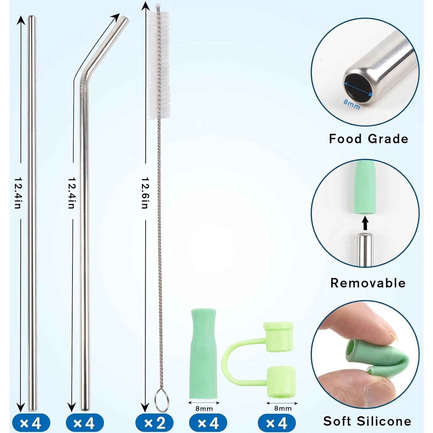Popotes Reutilizables ChezMax 31.5 cm para Taza Stanley