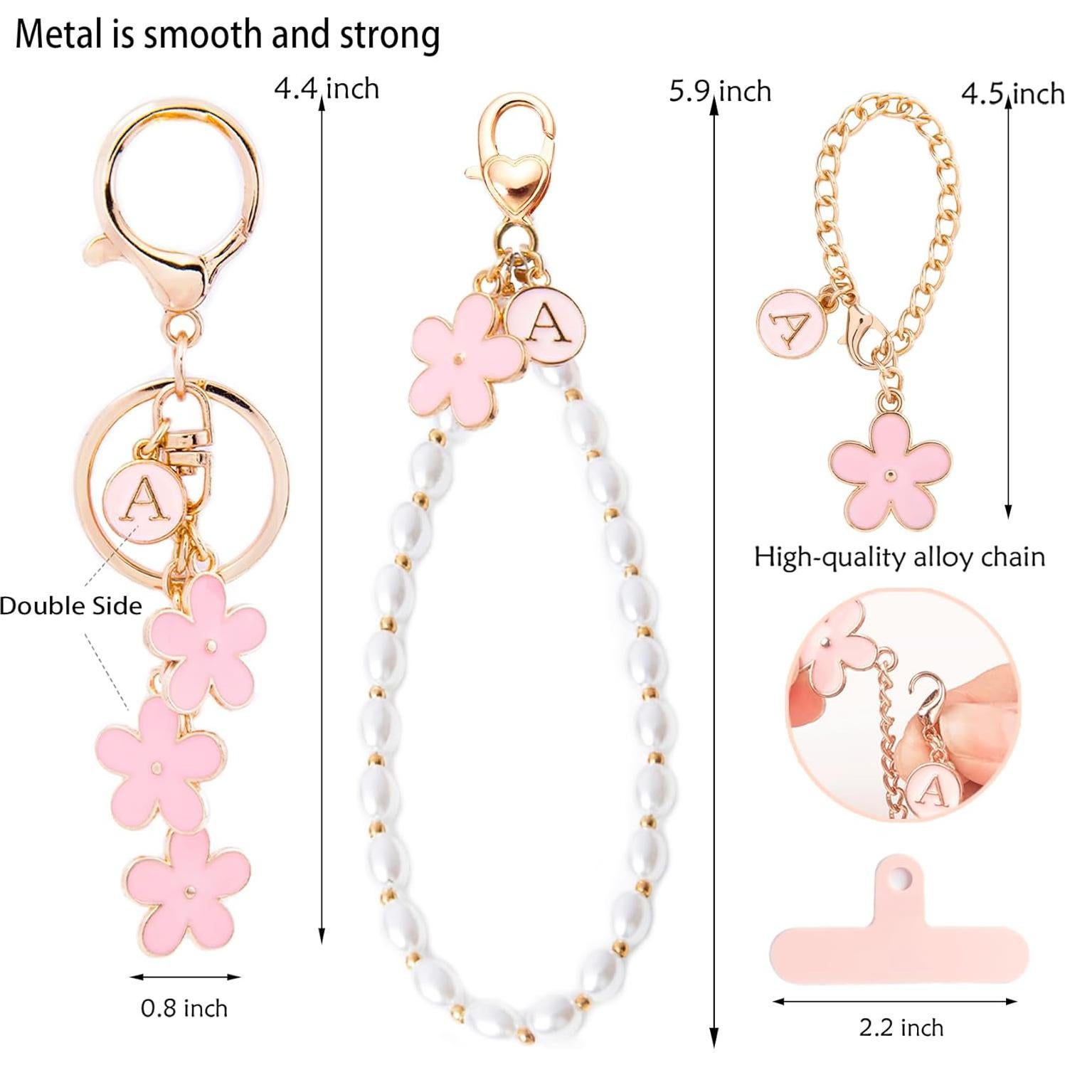 Llavero Inicial Personalizado 3PC Rosa Stanley Charms