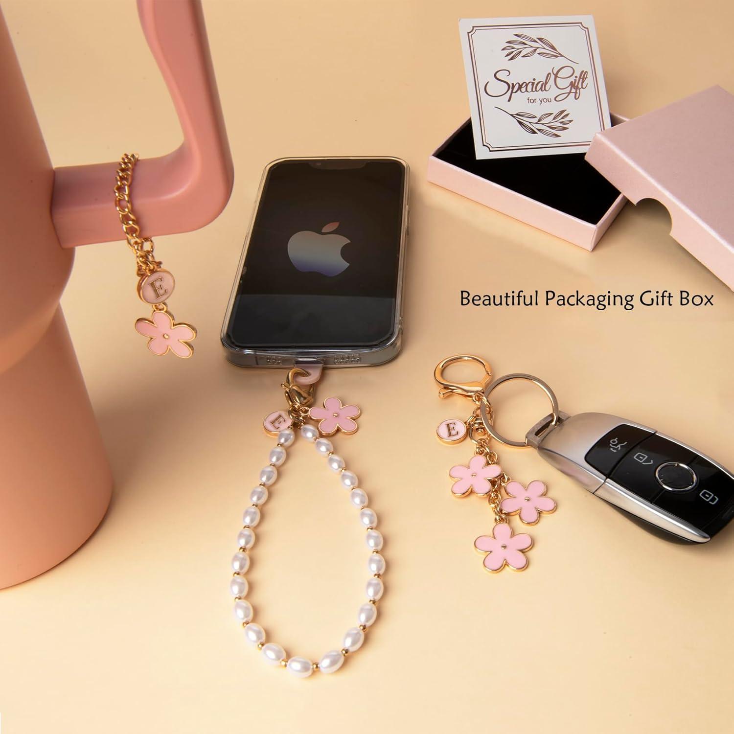 Llavero Inicial Personalizado 3PC Rosa Stanley Charms