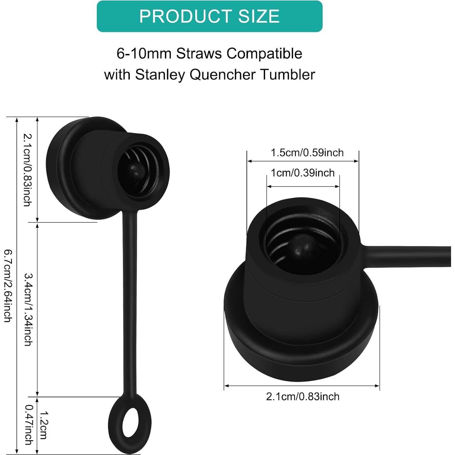 Paquete de 6 Tapas Ajustables de Silicona Cfyouend Negro