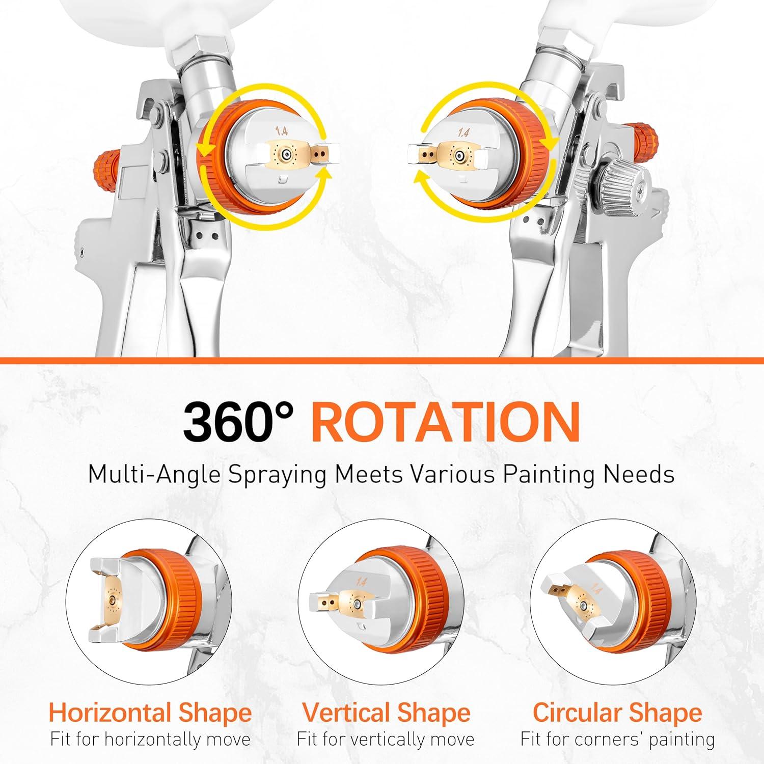 Pistola de Spray REFINE R827G 600cc 3 Boquillas 1.4/1.7/2.0mm