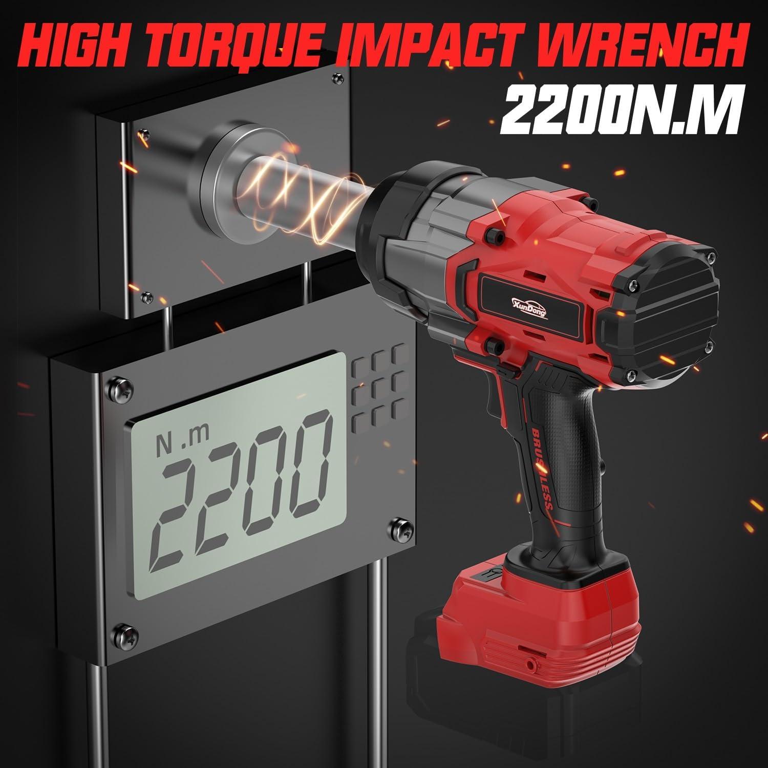 Llave de impacto inalámbrica 1/2" XunDong 2200Nm 18V