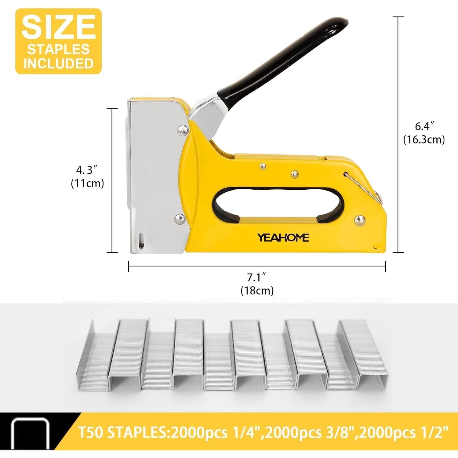 Grapadora YEAHOME T50 con 6000 Grapas de Alta Resistencia