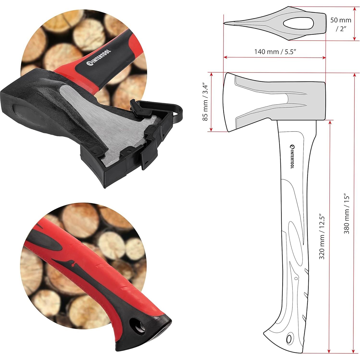 Hacha de Dividir INTERTOOL 38 cm, 0.91 kg, Mango Antideslizante