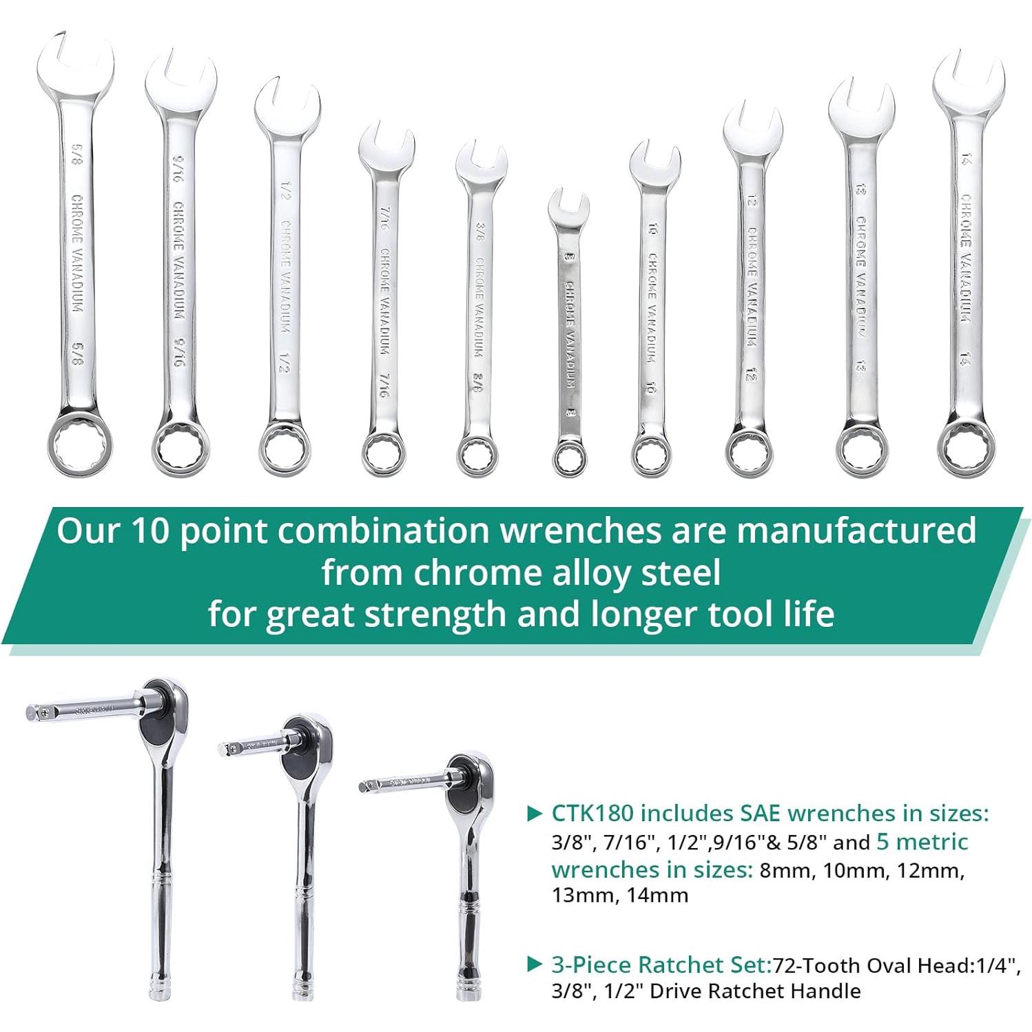 Juego de herramientas Towallmark 213 piezas Cr-V con estuche