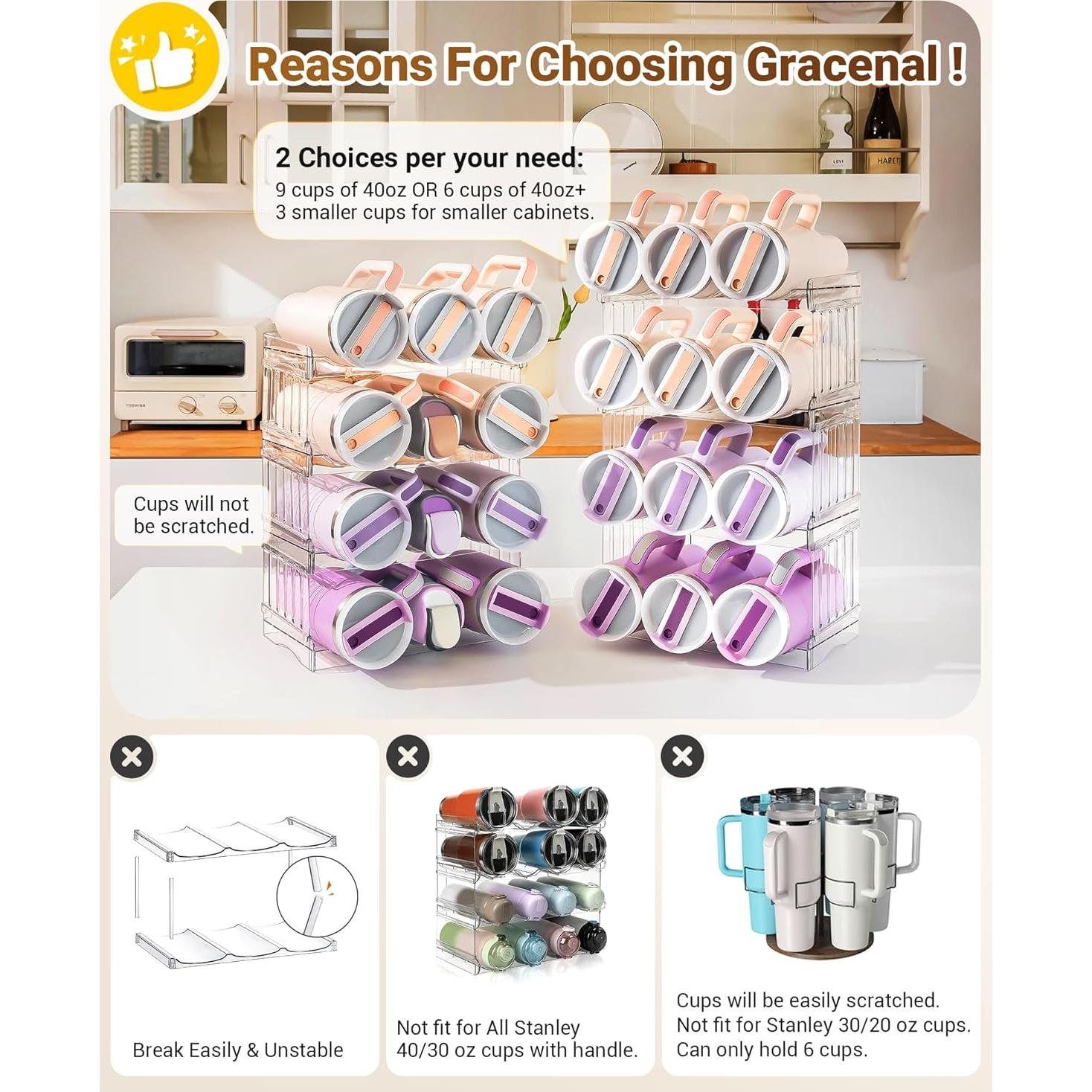 Organizador de Tumbler Gracenal Grande 9 Botellas 40 oz