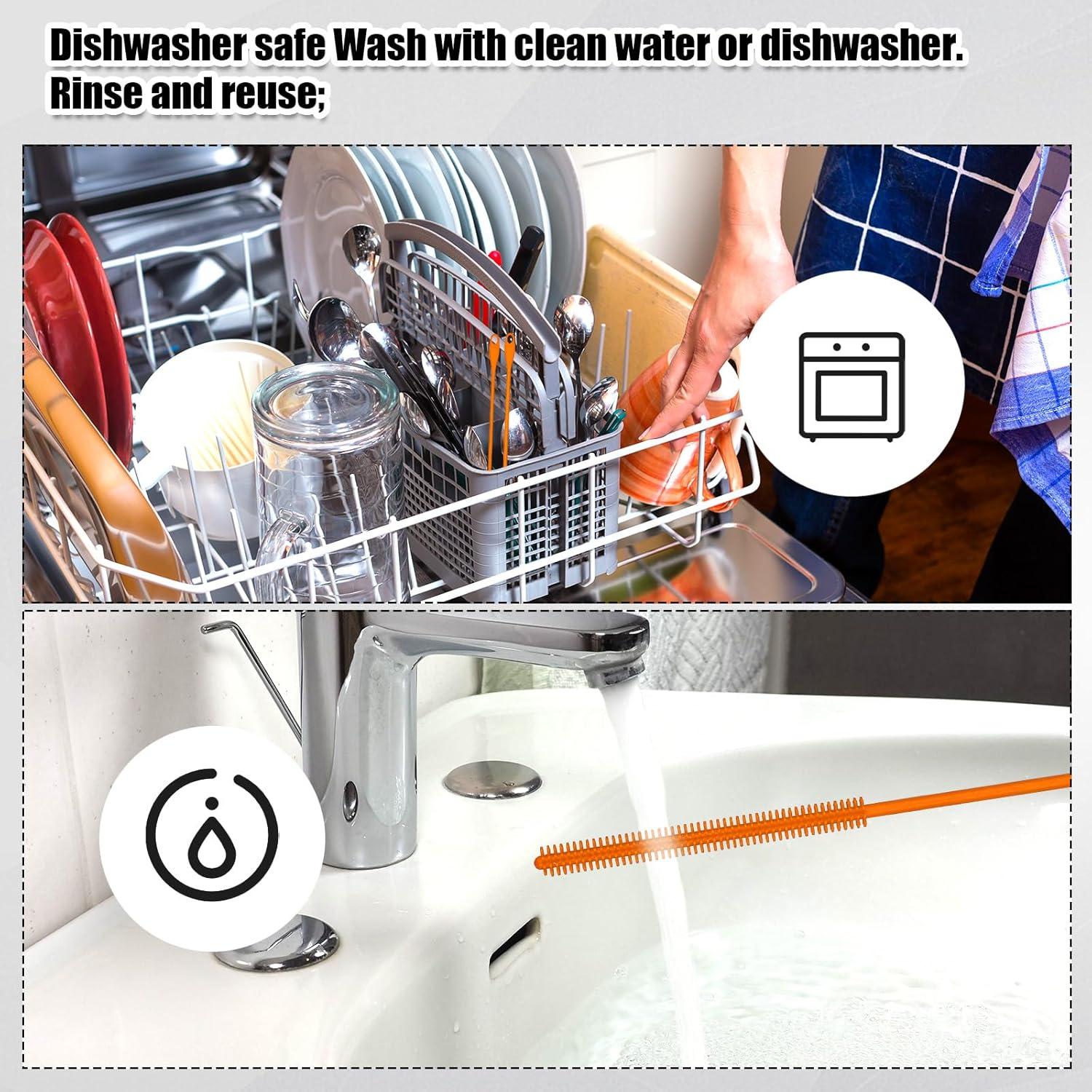 Juego de 3 cepillos de silicona PEUTIER para botellas y popotes