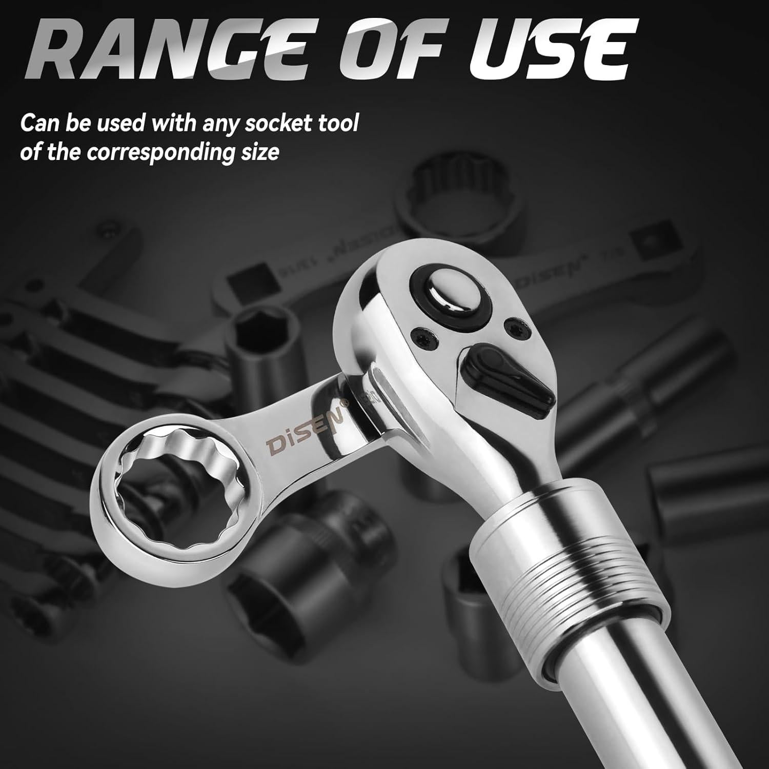 Juego de Llave de Carraca DISEN 3PCS Extensible 72 Dientes