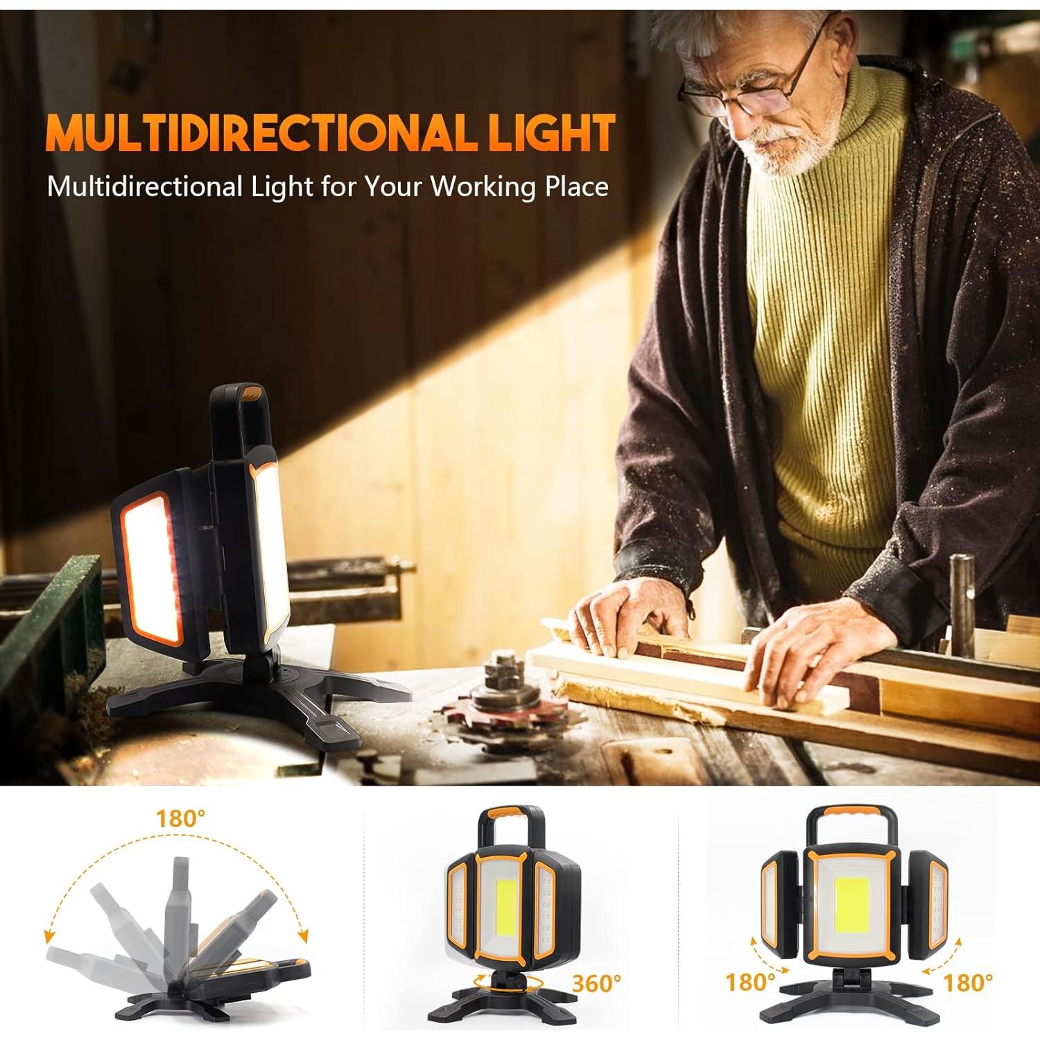 Luz de trabajo LED TRESDA 30W recargable 3000 lúmenes