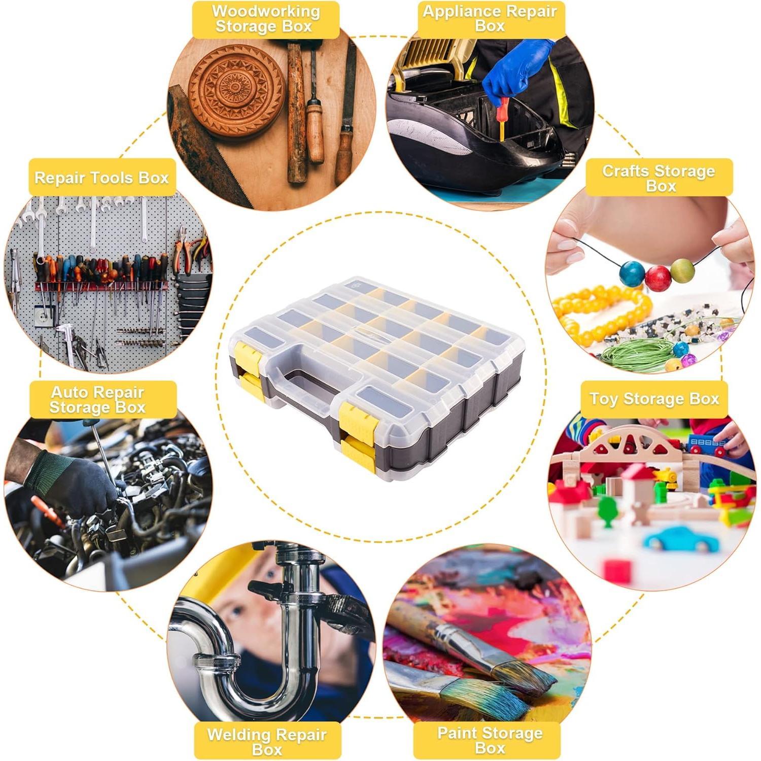 Caja Organizadora AIDY-PRO 34 Compartimentos Amarilla