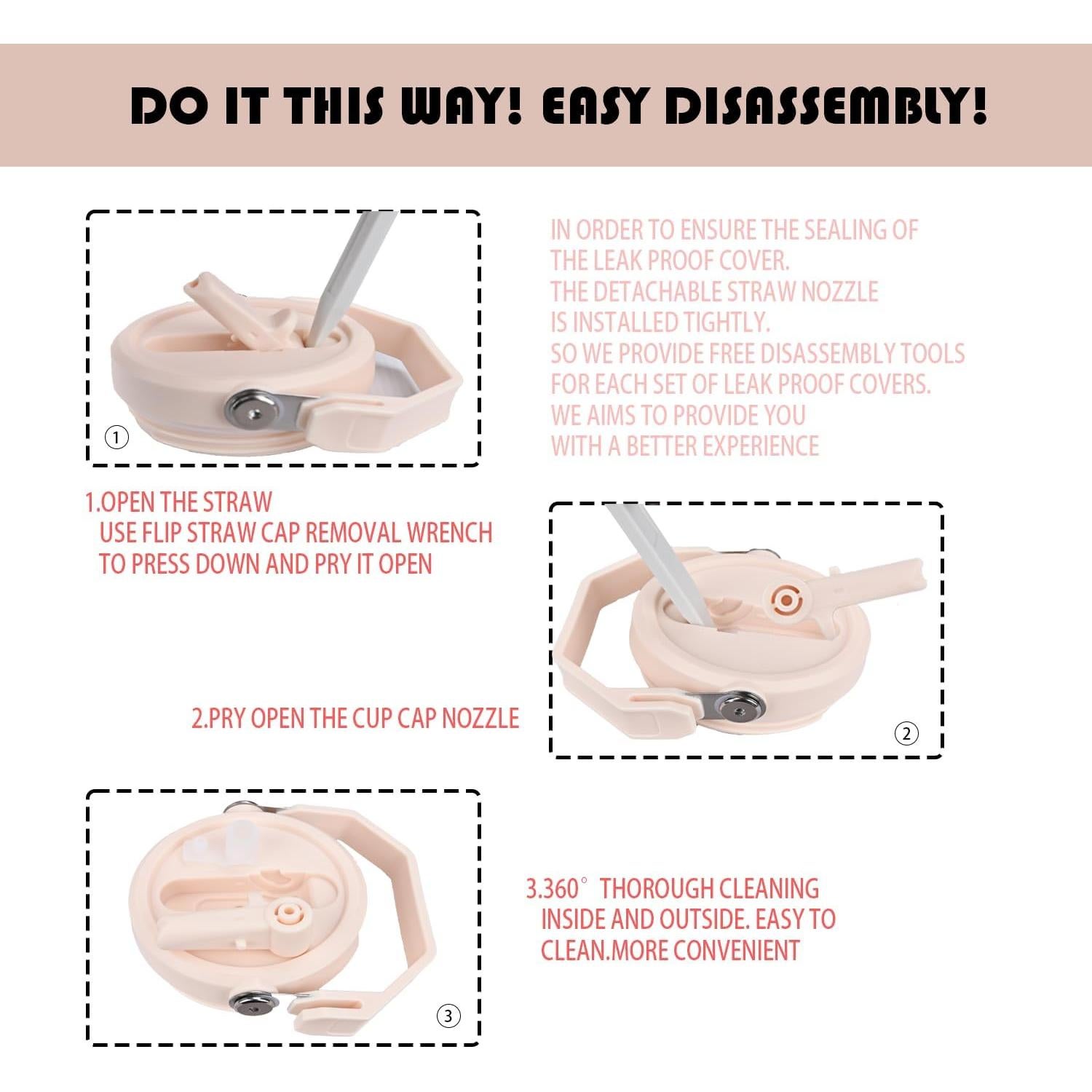 Tapa Plegable para Vaso Stanley 40oz ZJT 2 Piezas a Prueba de Fugas