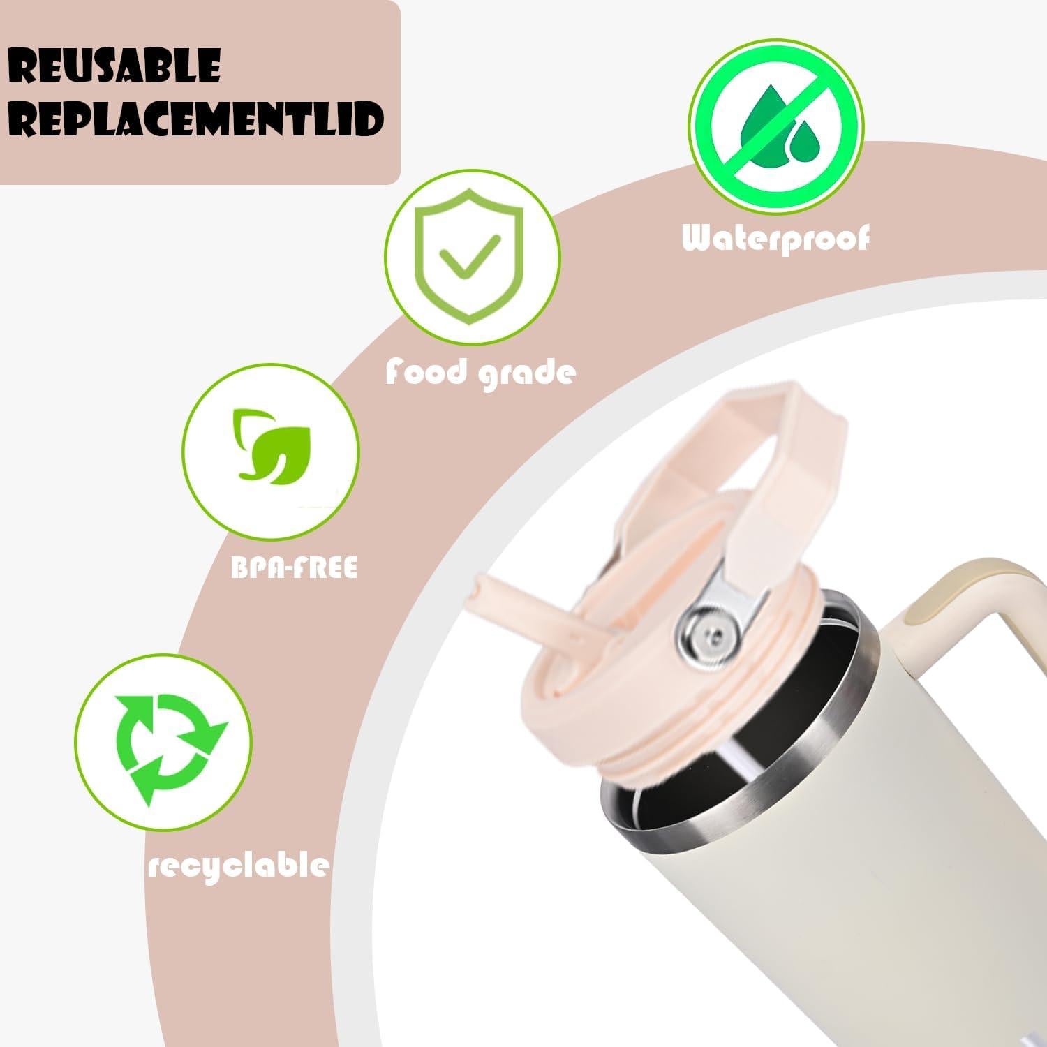 Tapa Plegable para Vaso Stanley 40oz ZJT 2 Piezas a Prueba de Fugas