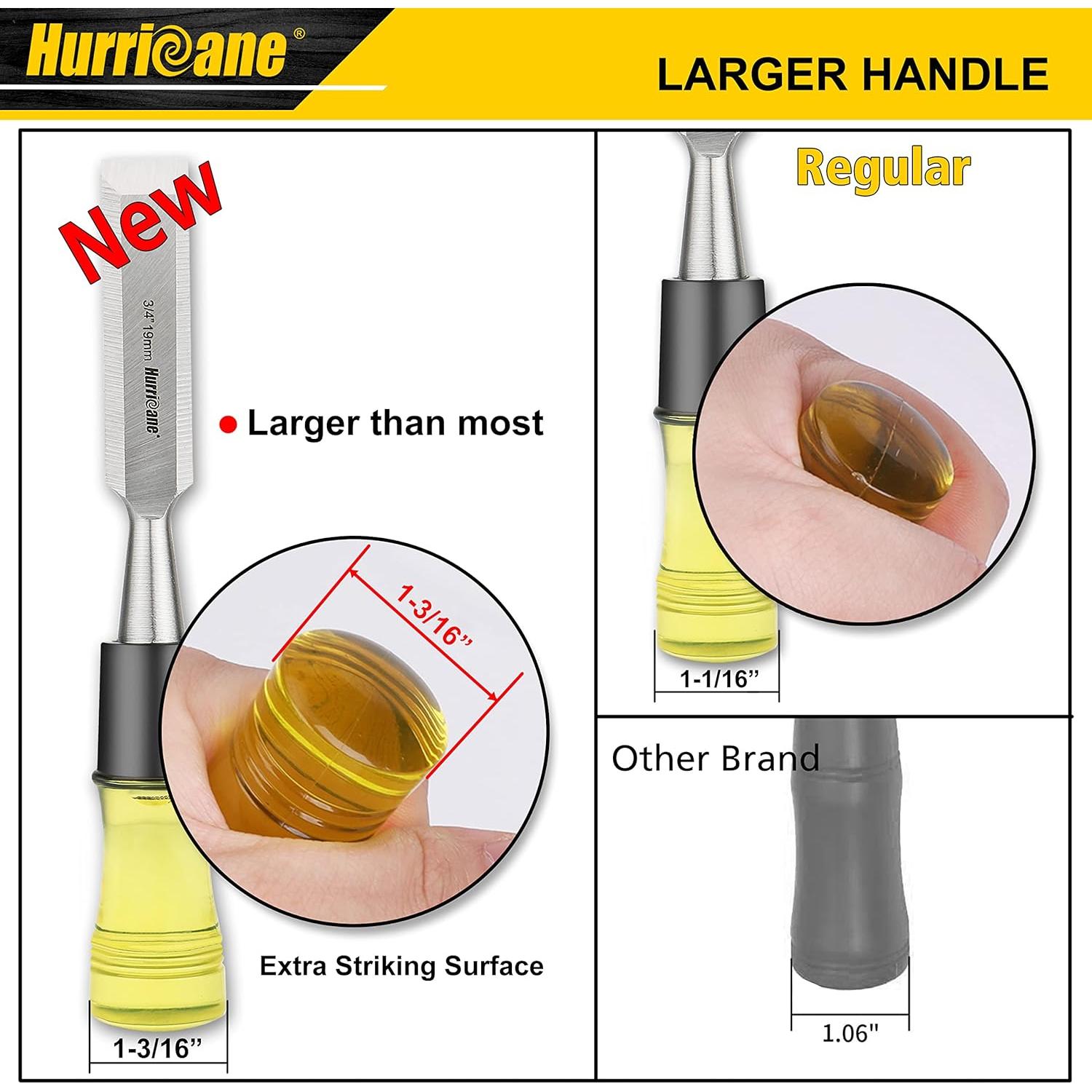 Juego de 4 Gubias de Madera Hurricane con Mango Extragrande