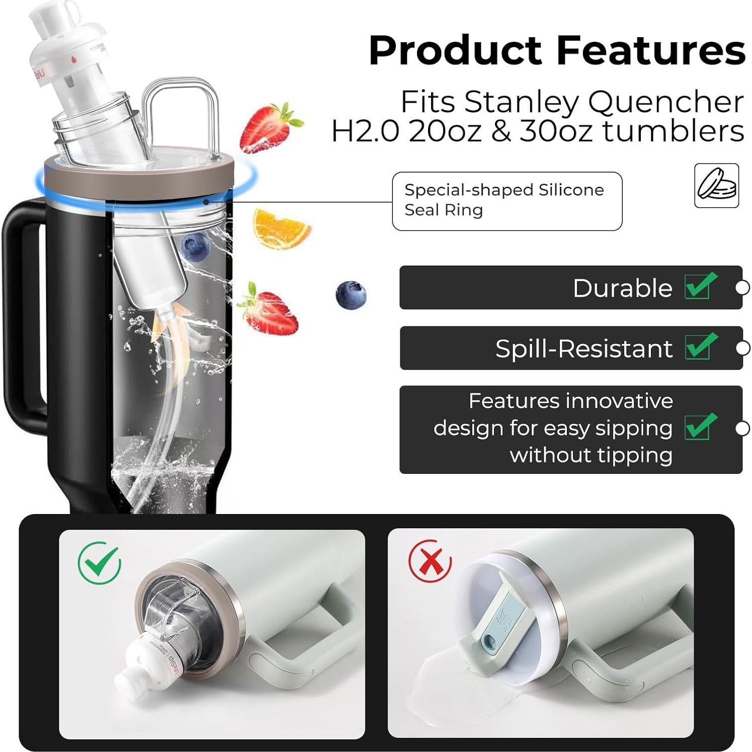 Adaptador Vartiey para Tazas Stanley 30oz y 20oz - Almendra Rosa