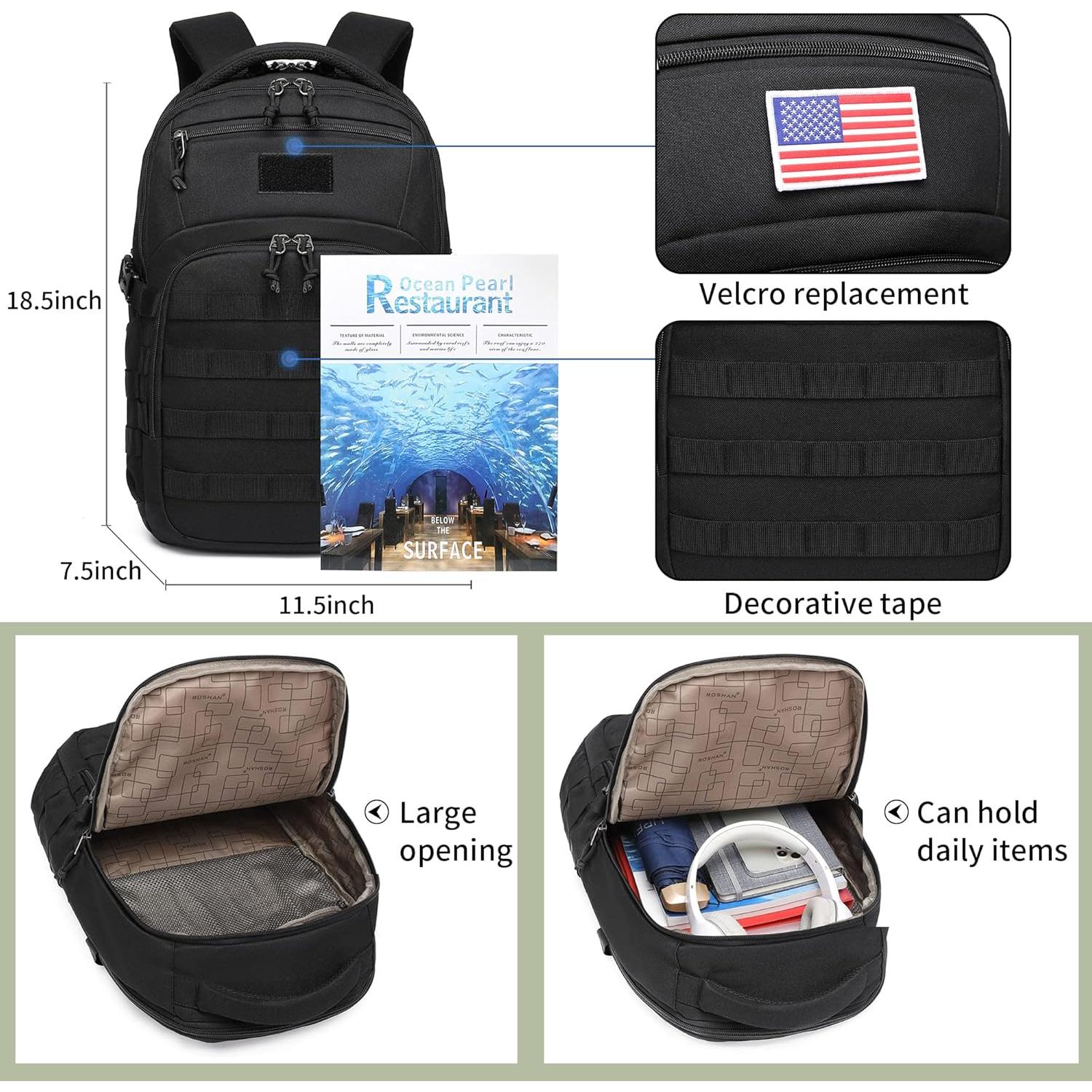 Mochila táctica Wotony 3807-1-1 25L negra para hombres