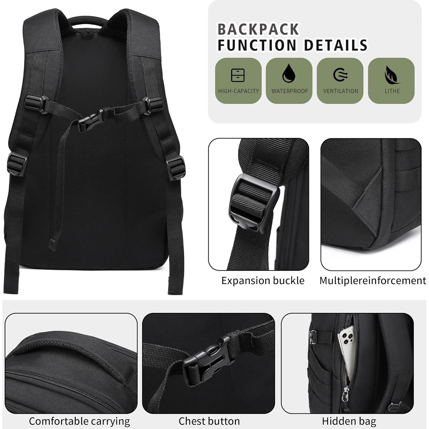 Mochila táctica Wotony 3807-1-1 25L negra para hombres