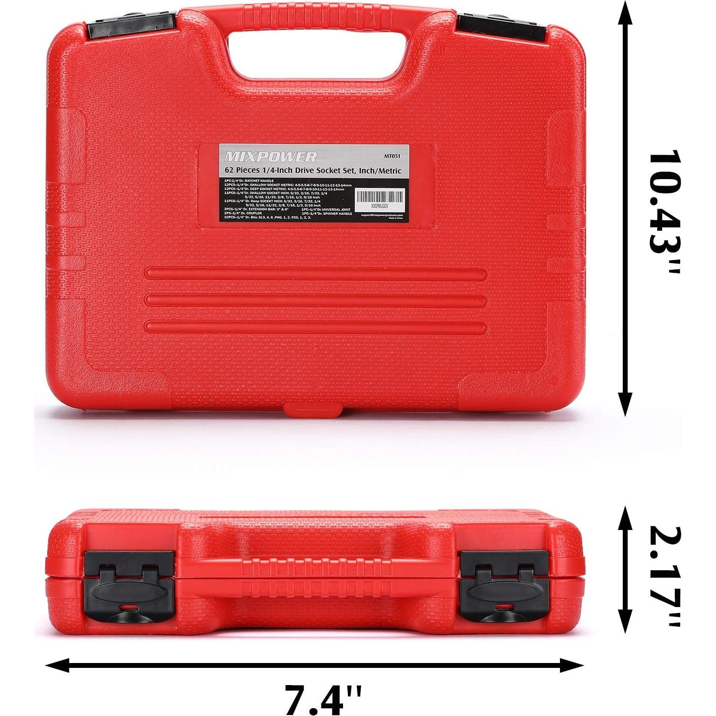 Juego de 62 Piezas MIXPOWER 1/4" con Estuche y Accesorios