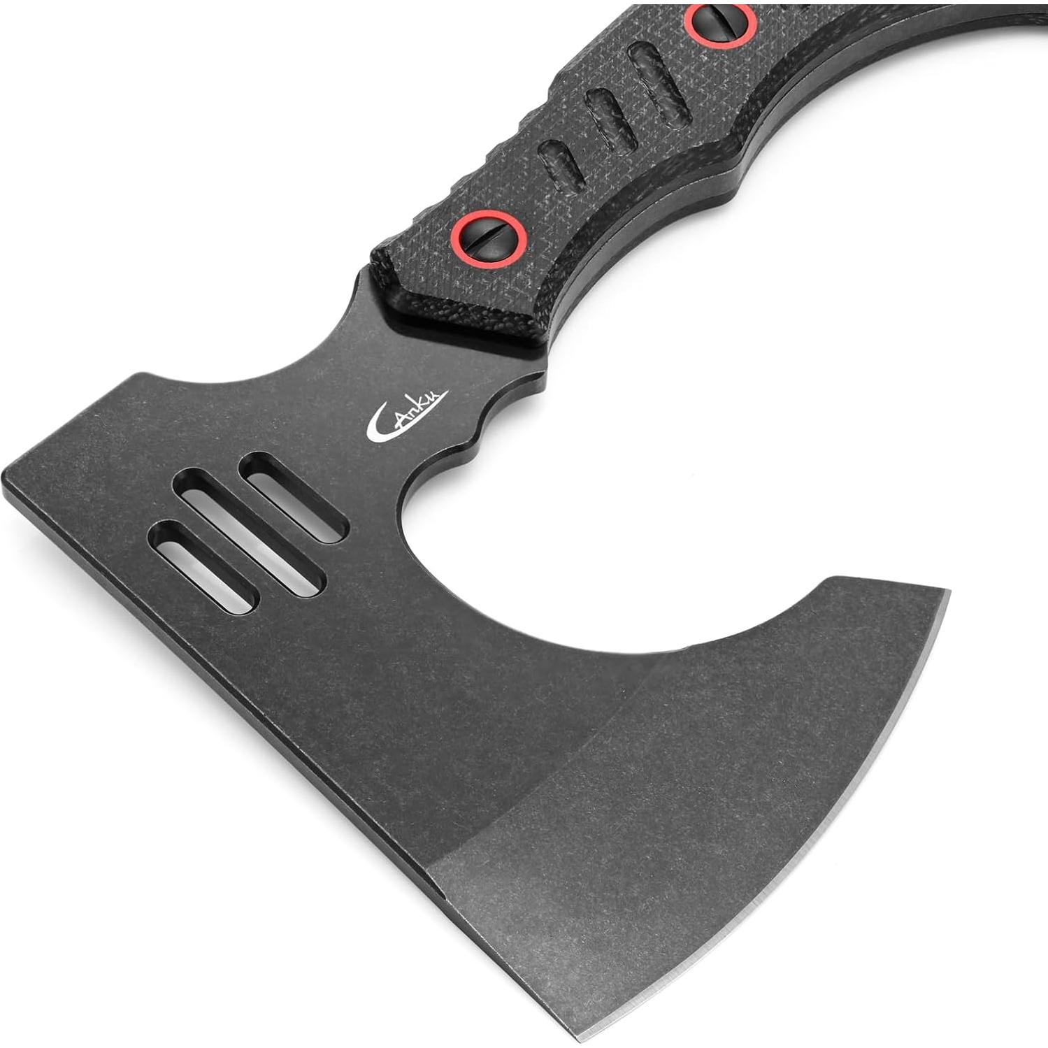 C1391 Camping Axe Camping Hatchet,DC53 Steel Blade with Micarta Handle Survival Hatchets Bushcraft Axe with Kydex Sheaths for Camping Hiking and Chopping Wood(Black)