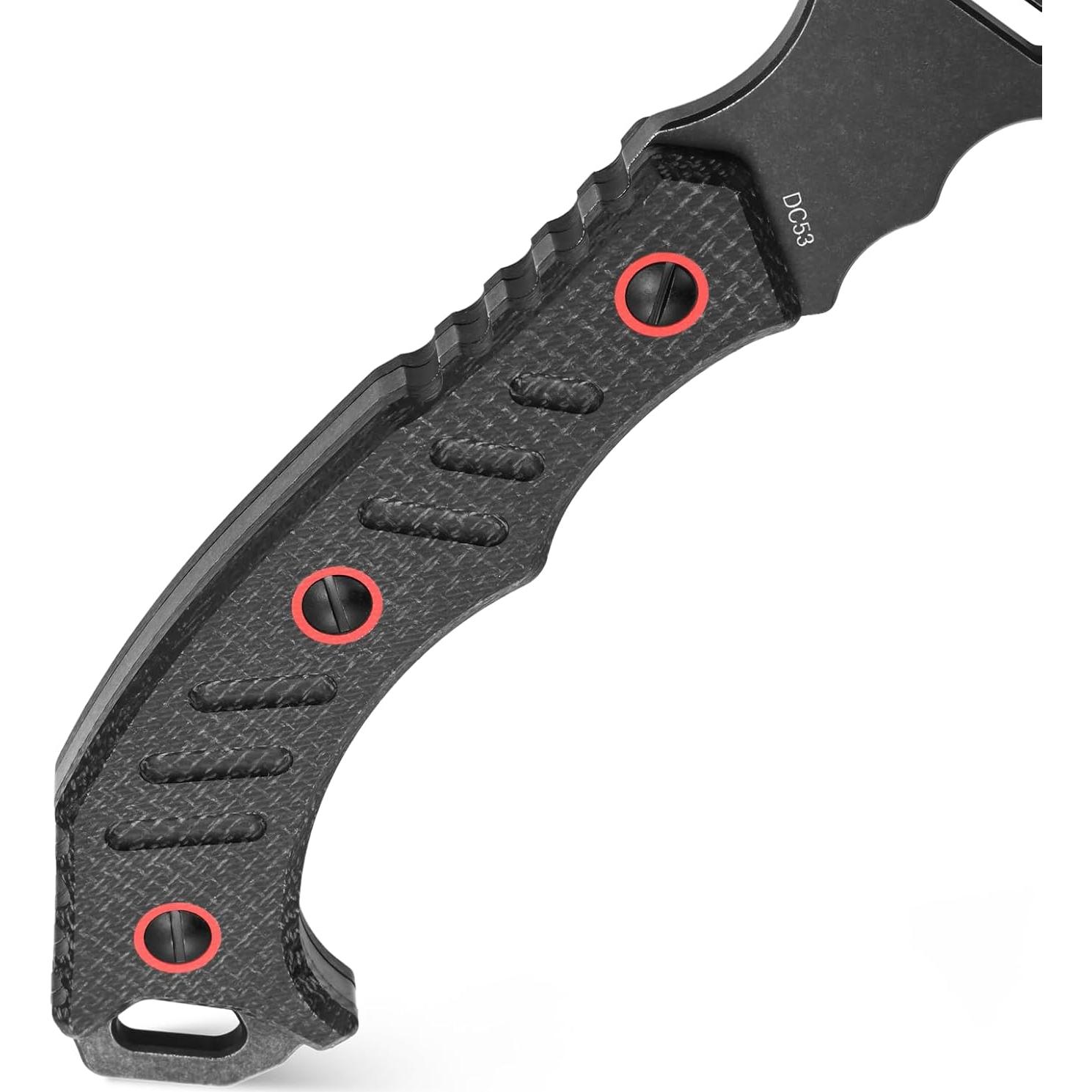 C1391 Camping Axe Camping Hatchet,DC53 Steel Blade with Micarta Handle Survival Hatchets Bushcraft Axe with Kydex Sheaths for Camping Hiking and Chopping Wood(Black)