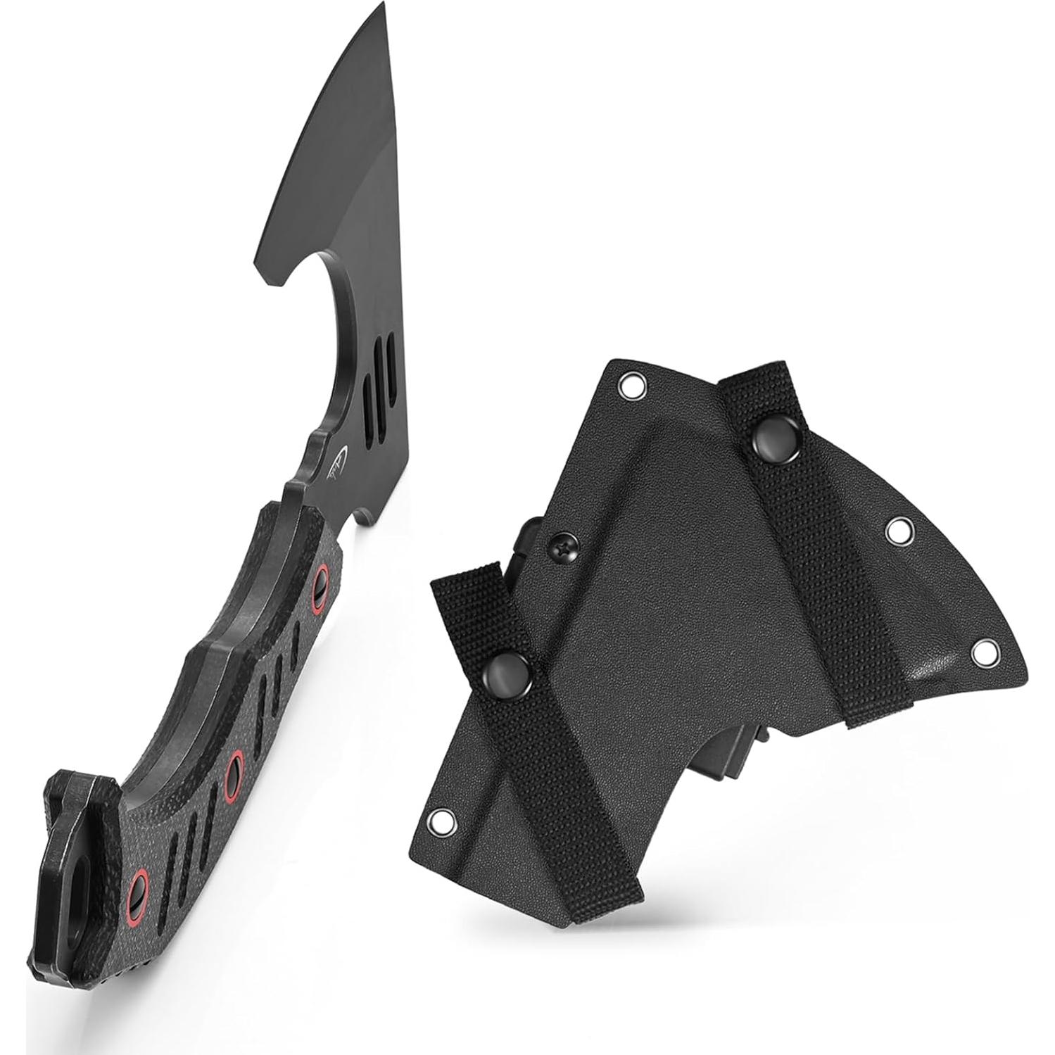 C1391 Camping Axe Camping Hatchet,DC53 Steel Blade with Micarta Handle Survival Hatchets Bushcraft Axe with Kydex Sheaths for Camping Hiking and Chopping Wood(Black)