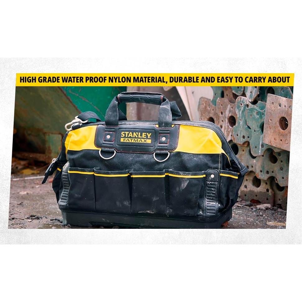 FATMAX Technician Tool Bag, 18" Heavy Duty, Hard Waterproof Base, Multiple Pockets, Shoulder Strap, 1-93-950