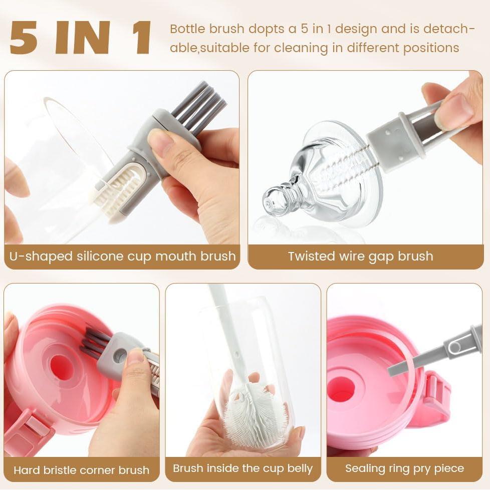 Juego de 4 Cepillos Limpiadores de Botellas NINEFOX 5 en 1