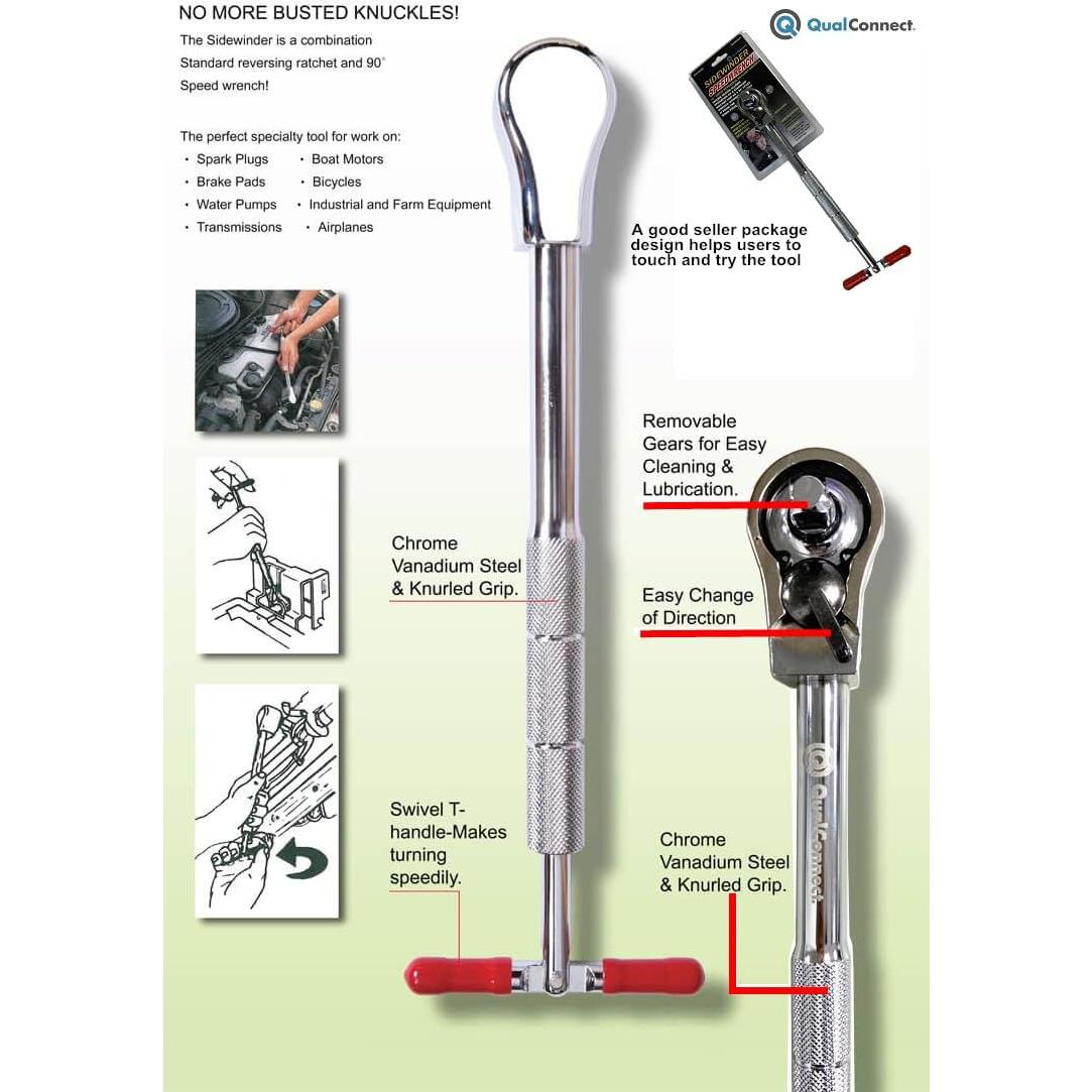 Llave de Velocidad QualConnect Sidewinder 1/4" Reversible