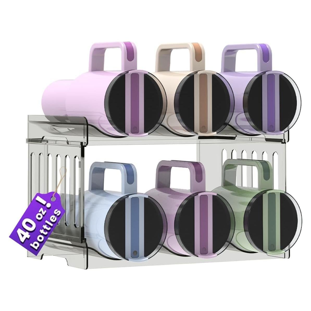 Organizador de Botellas de Agua Yuvslo 2 Niveles Apilable