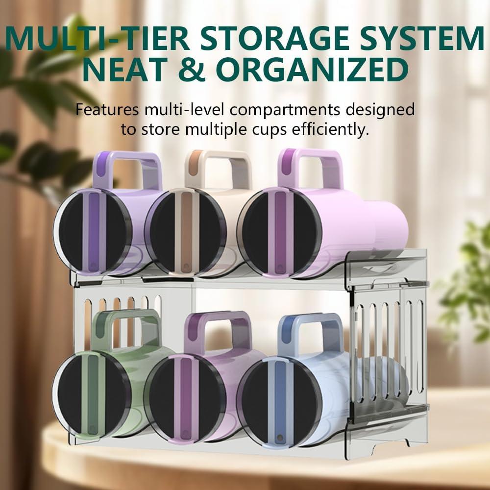 Organizador de Botellas de Agua Yuvslo 2 Niveles Apilable