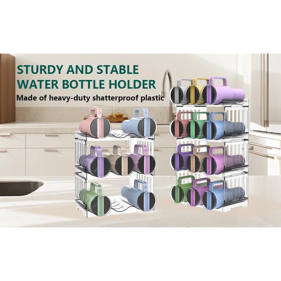 Organizador de Botellas de Agua Yuvslo 2 Niveles Apilable