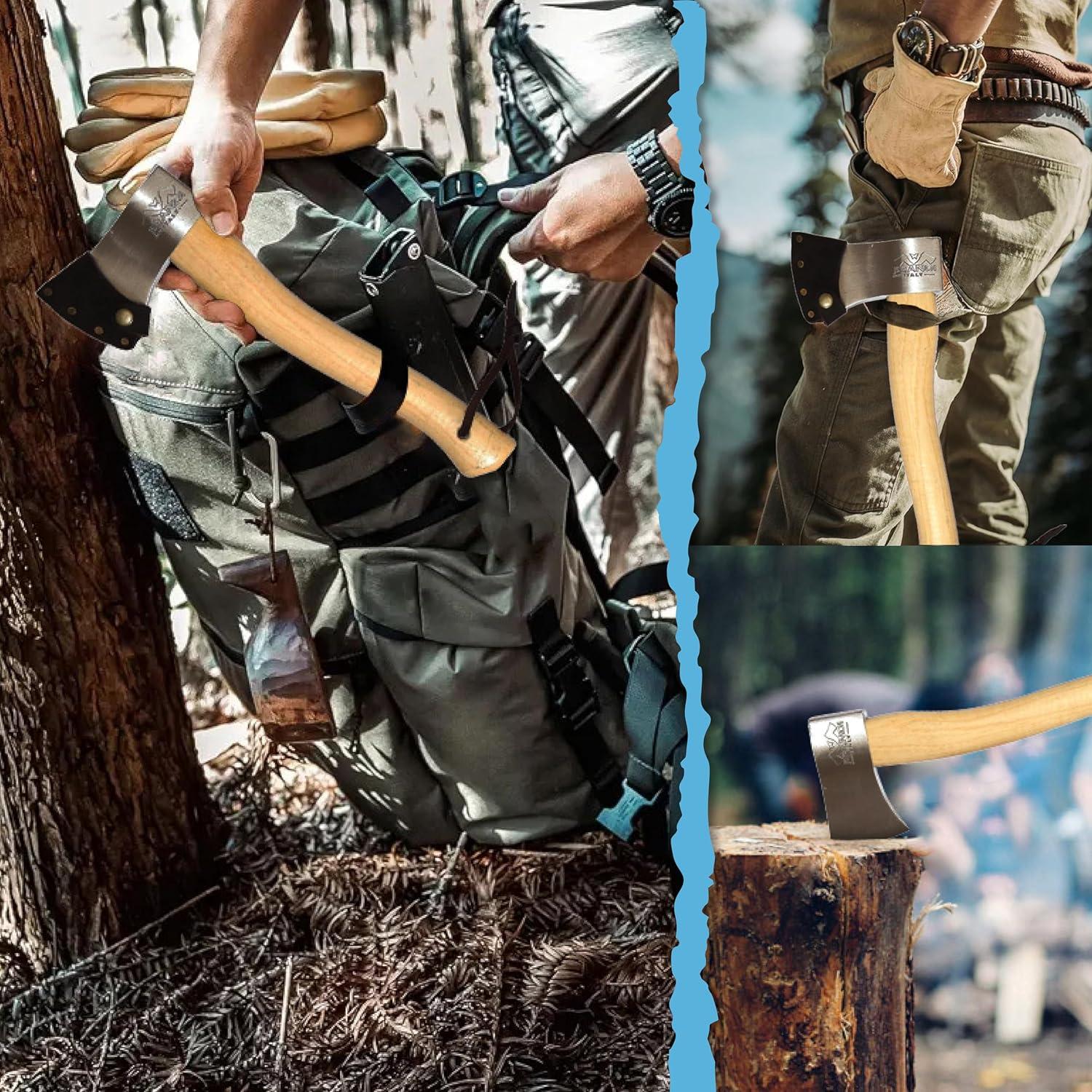 Hacha Prandi Clásica 38 cm Acero Carbono Mango Nogal